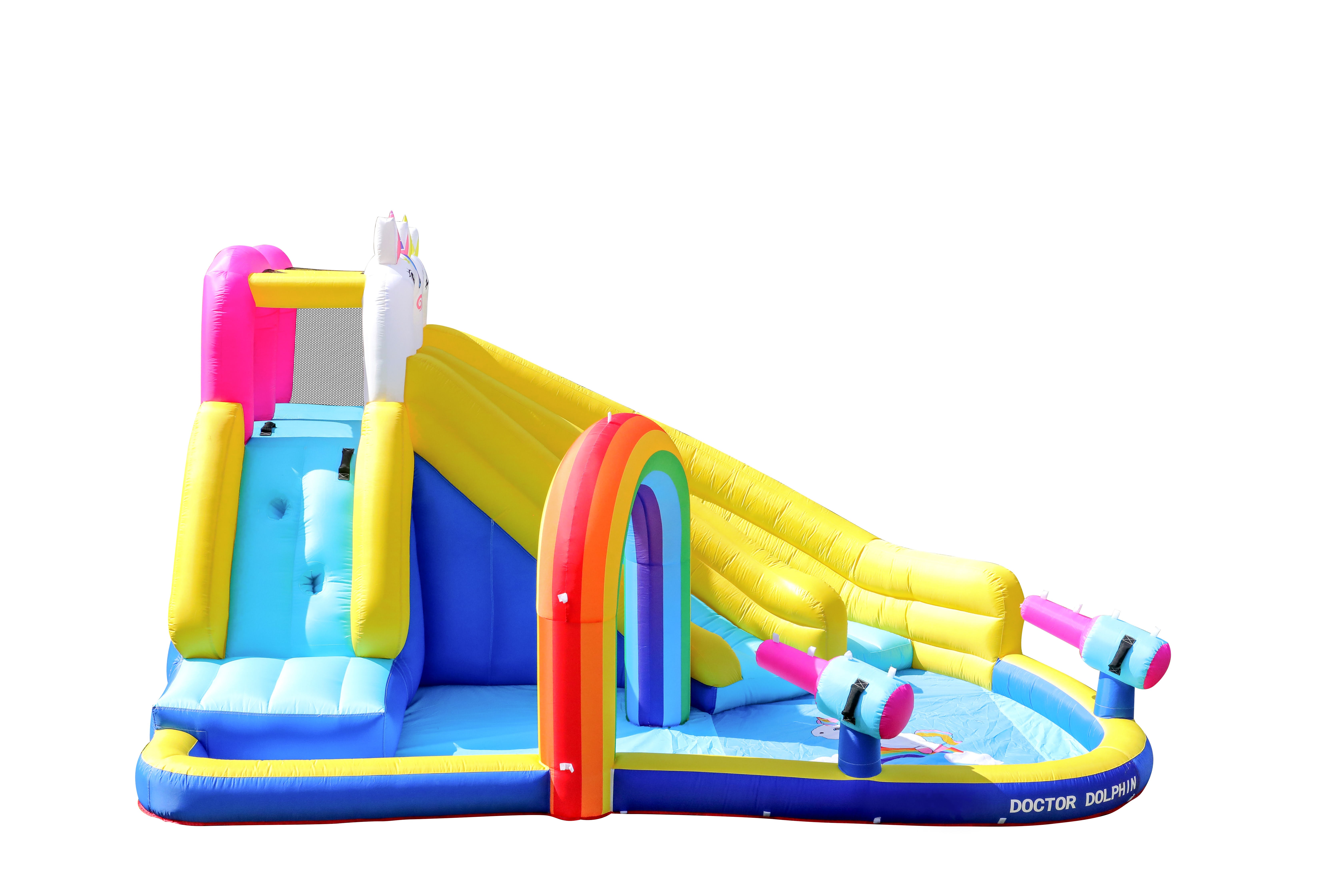 Doctor Dolphin Unicorn Hüpfburg Inkl. 750 Watt Gebläse - Spiele im Freien