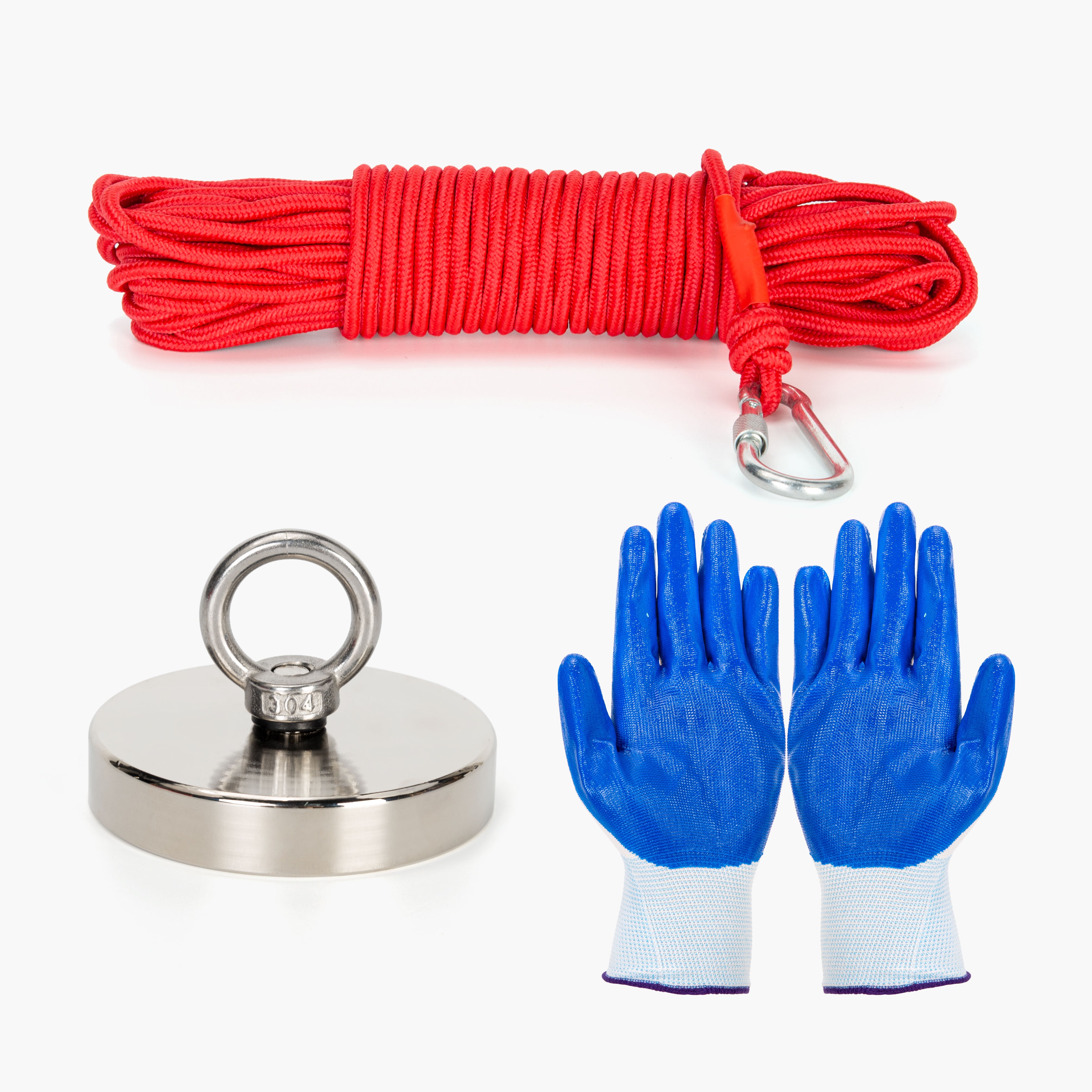 Stanlord Angelmagnet 340 kg Zugkraft Inkl. Anti-rutsch-handschuhe Und Robustes 20 Meter Seil Mit Karabinerhaken - Spiele im Freien