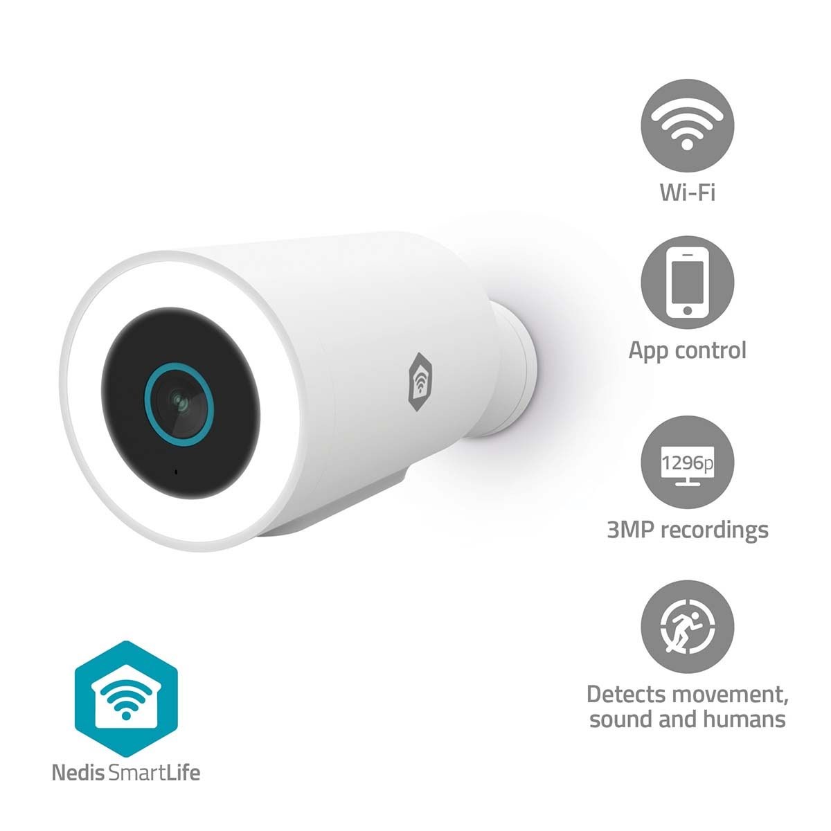 Nedis Smartlife Outdoor Camera, Wi-fi, 3mp, White - Smart Home Wifico15cwt