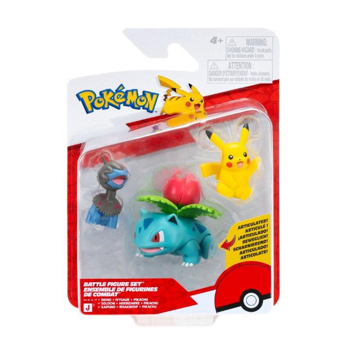 Pokemon Battle Figure Set Deino, Pikachu & Ivysaur Pkw4561