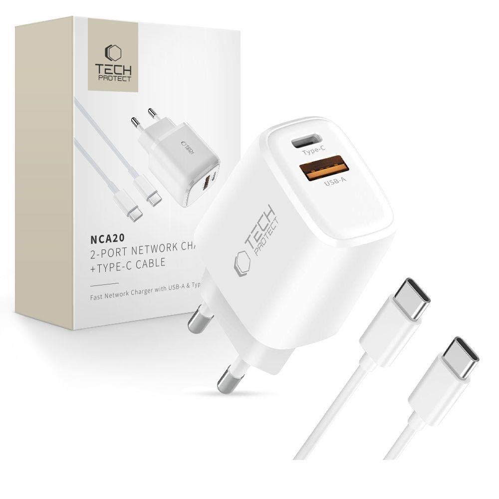Tech-protect Nca20 PD 20w Qc3.0 Usb-a / Usb-c + Usb-c / Usb-c Cable 100cm - White - Handys Adapter Und Ladegeraete