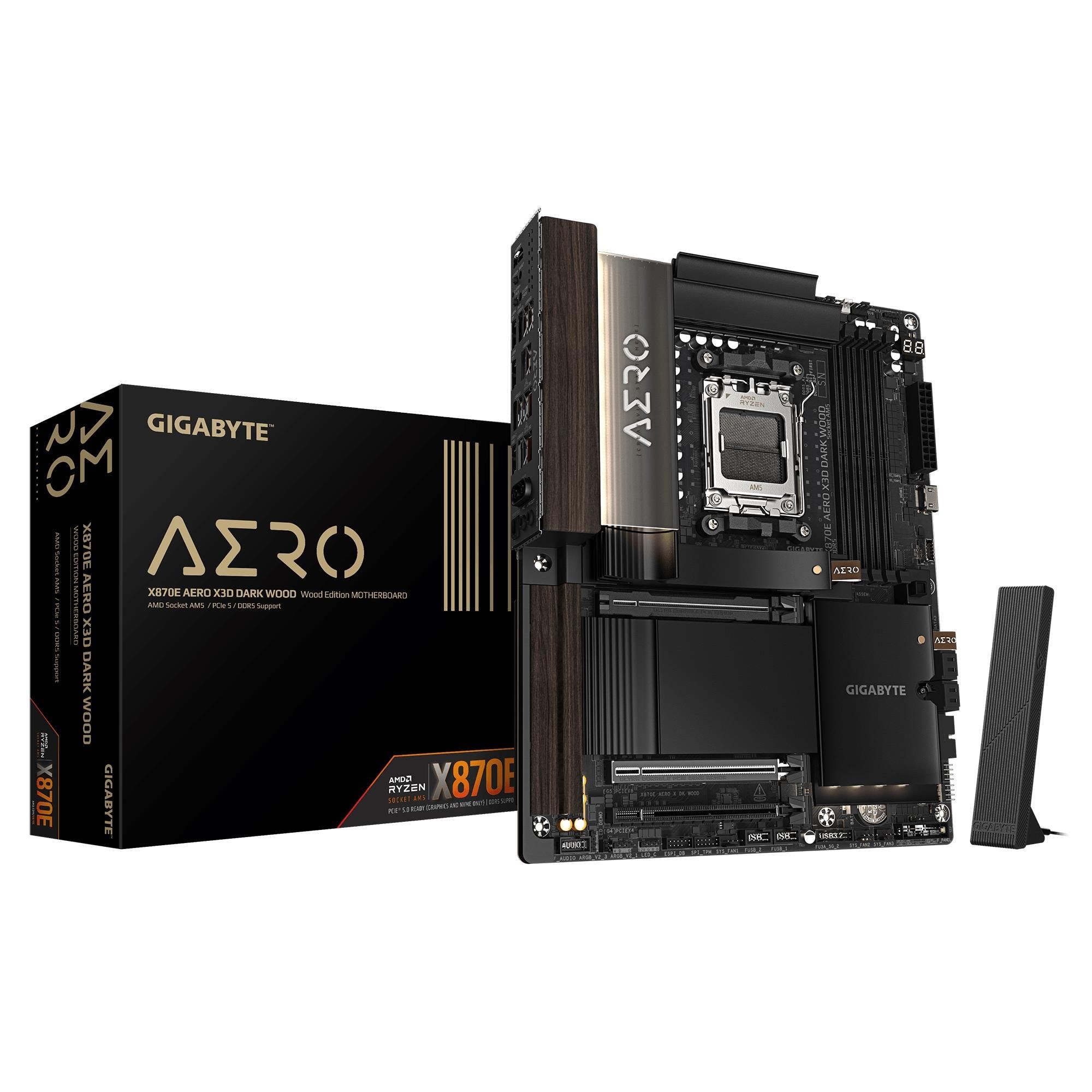 Gigabyte X870e Aero X3d Dark Wood Mainboard - Amd X870e - Amd Am5 - Ddr5 Ram - Atx X870e Aero X DK Wood