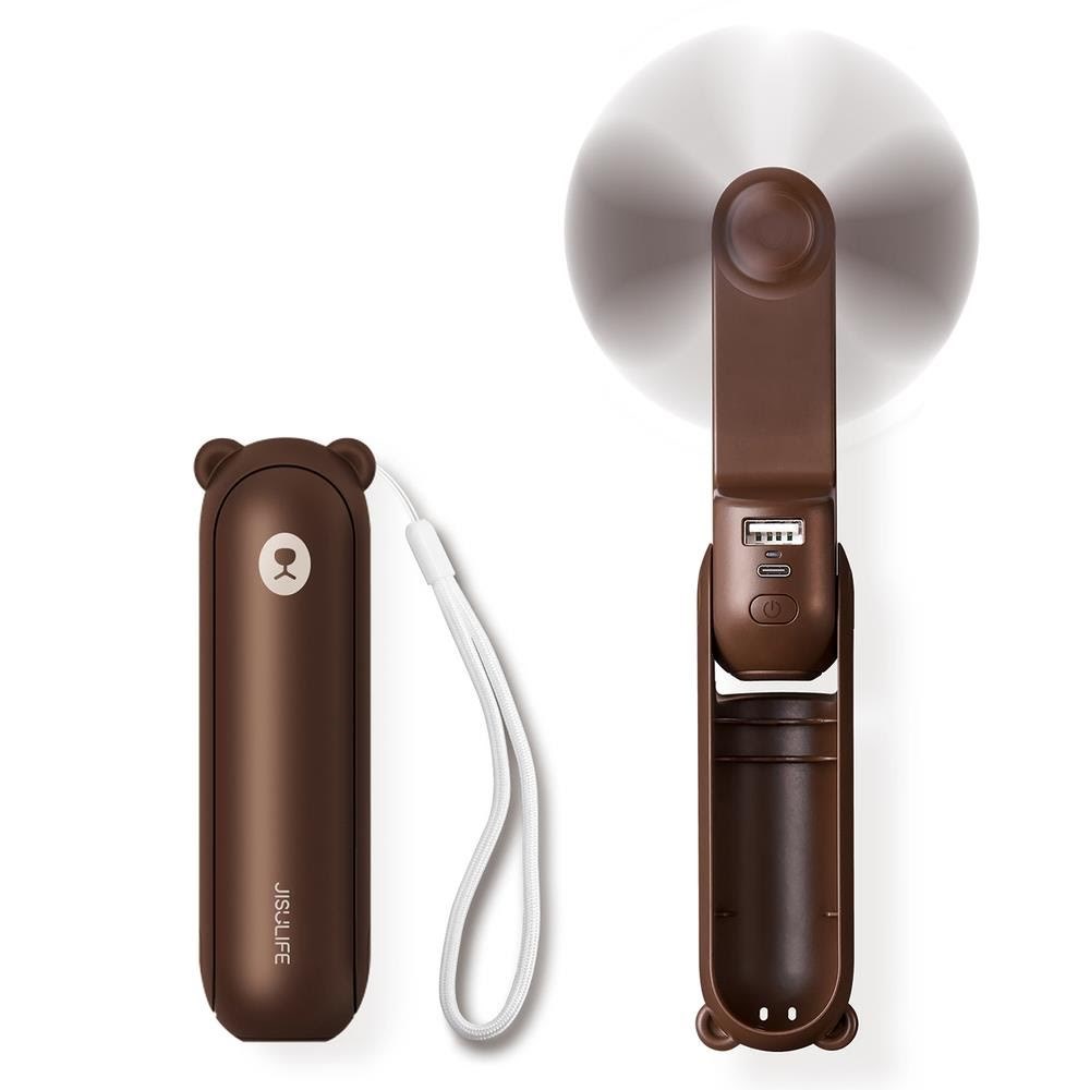 Jisulife Handheld Fan Life8 Plus Portable Usb Fan With Power Bank Function 4500mah And Flashlight - Brown - Klima Ventilatoren Klimaanlage