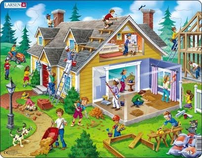 Larsen Puzzles Puslespil Hus - 62 Brikker Maxi (36.5x28.5 cm) 2D Puzzles