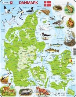 Larsen Puzzles Puzzle Dänemark Physisch Mit Tieren - 66-teilig, Max 2D Puzzles K78