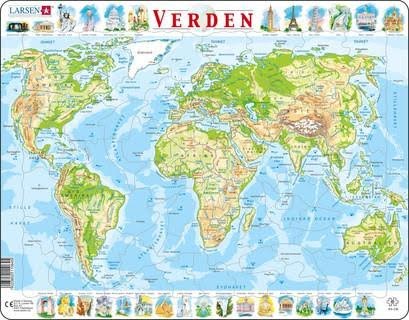 Larsen Puzzles Puzzle World Map Physical - 80 Pieces Maxi (36.5x28.5 cm) 2D Puzzles