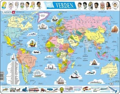 Larsen Puzzles Puzzle World Politics - 107 Pieces Maxi (36.5x28.5 cm) 2D Puzzles