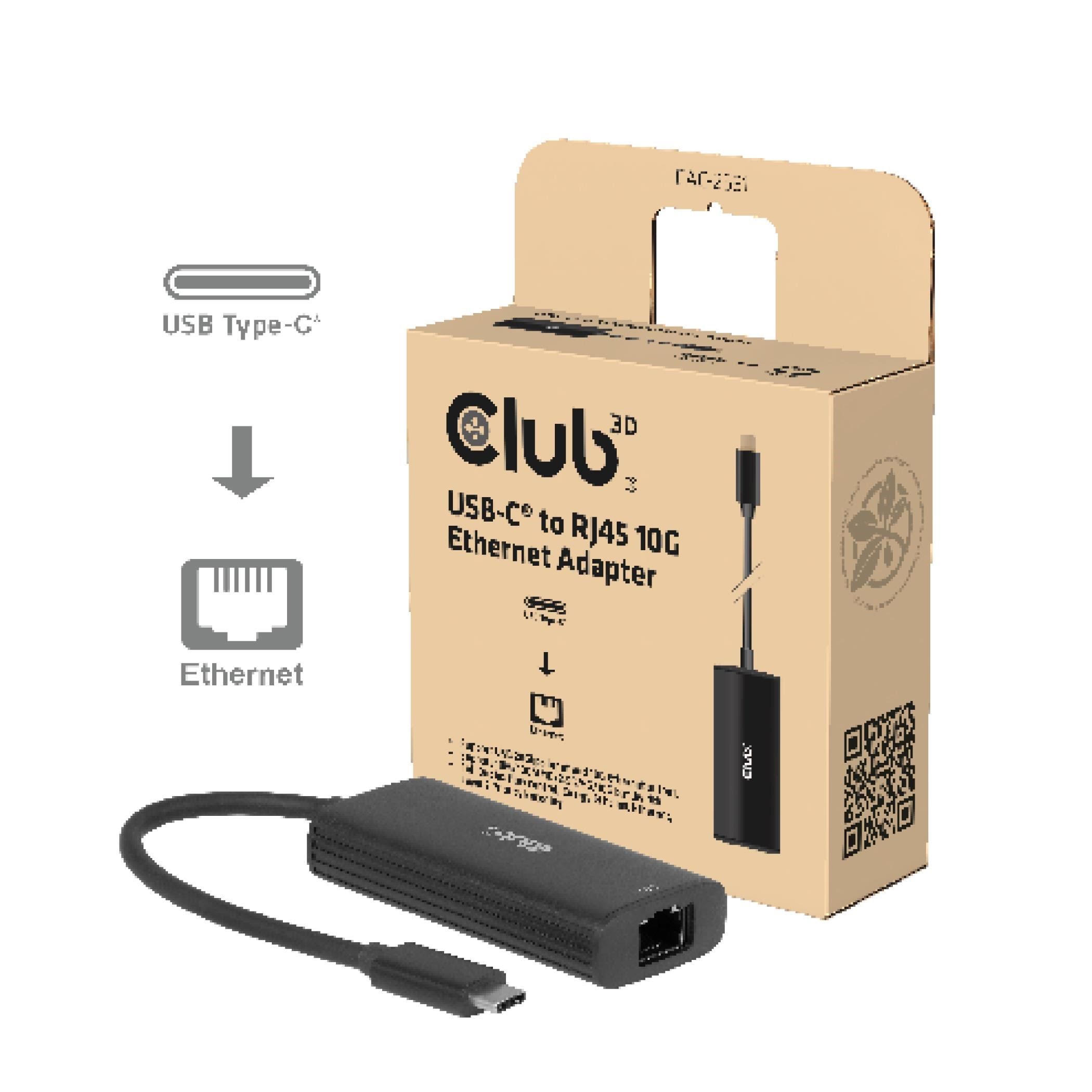 Club 3D Cac-2531 Usb?C to Rj45 10g Ethernet Adapter M/f - Netzwerkadapter Netzkarte Druckserver Usw