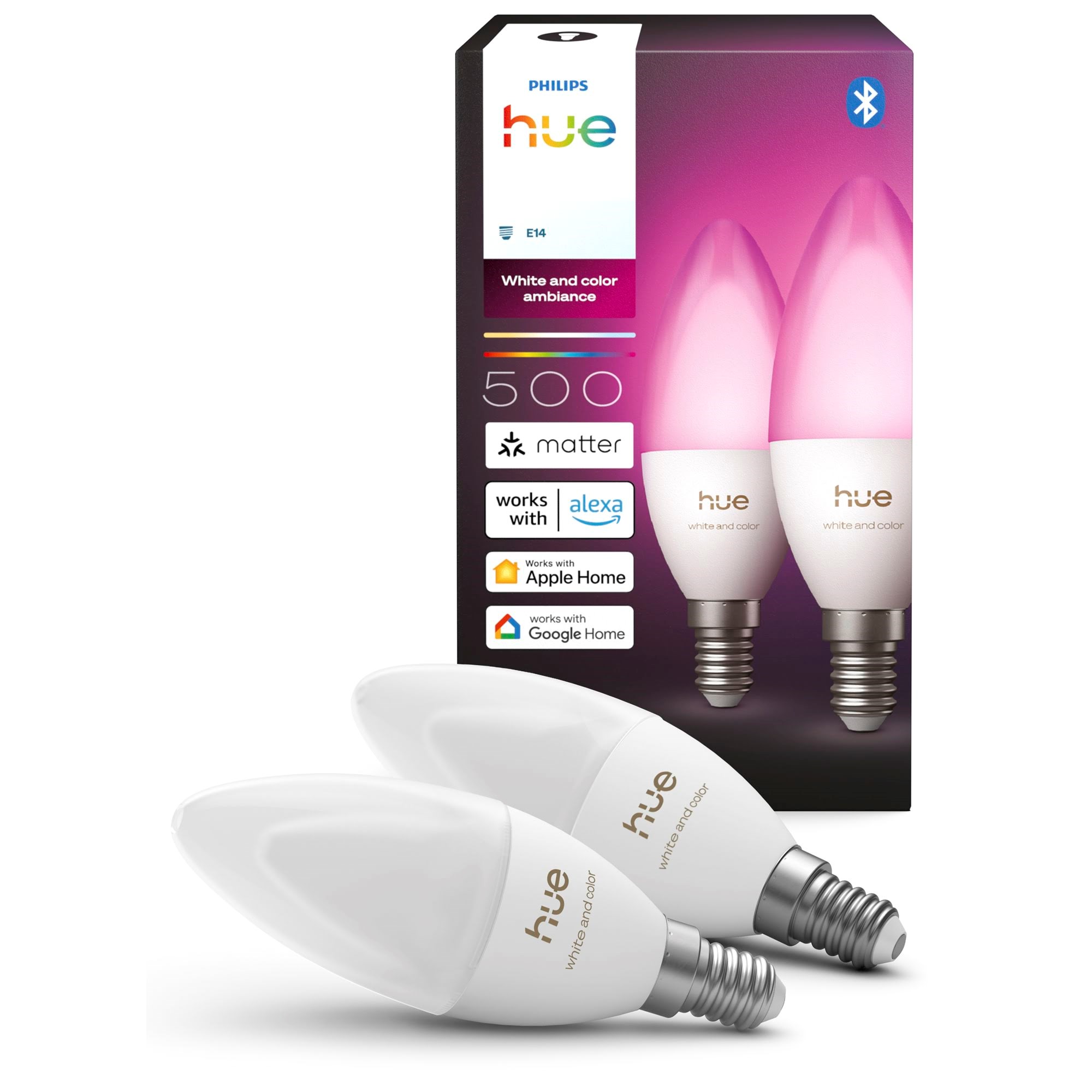 Philips Hue B39 Candle - E14 Bulb - White And Color Ambiance - 2 Pack - Smart Home 929004295302