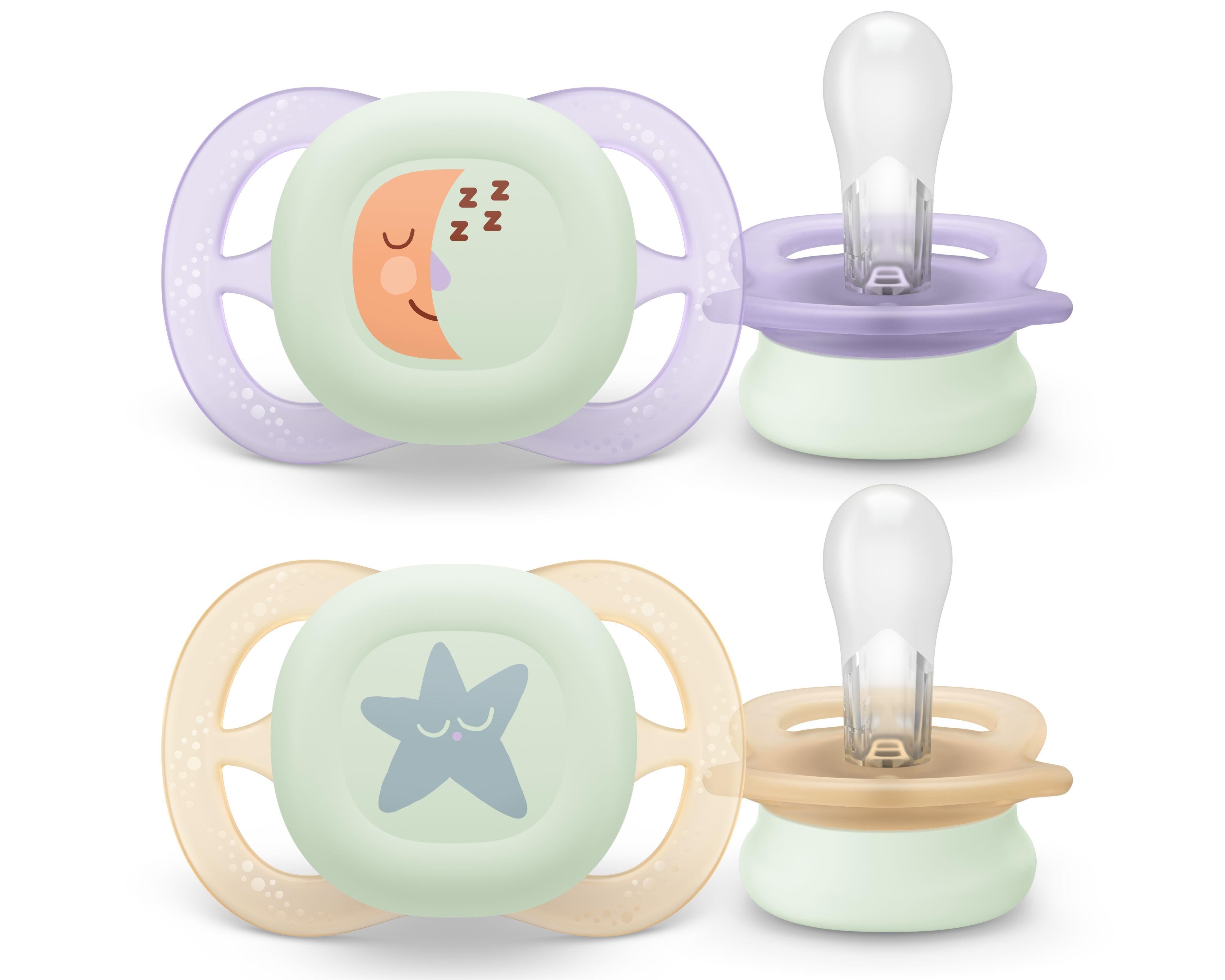 Philips Avent Pacifier Ultra Start Nighttime 2 Pack 0-6 Mdr. Pink/orange - Babypflege