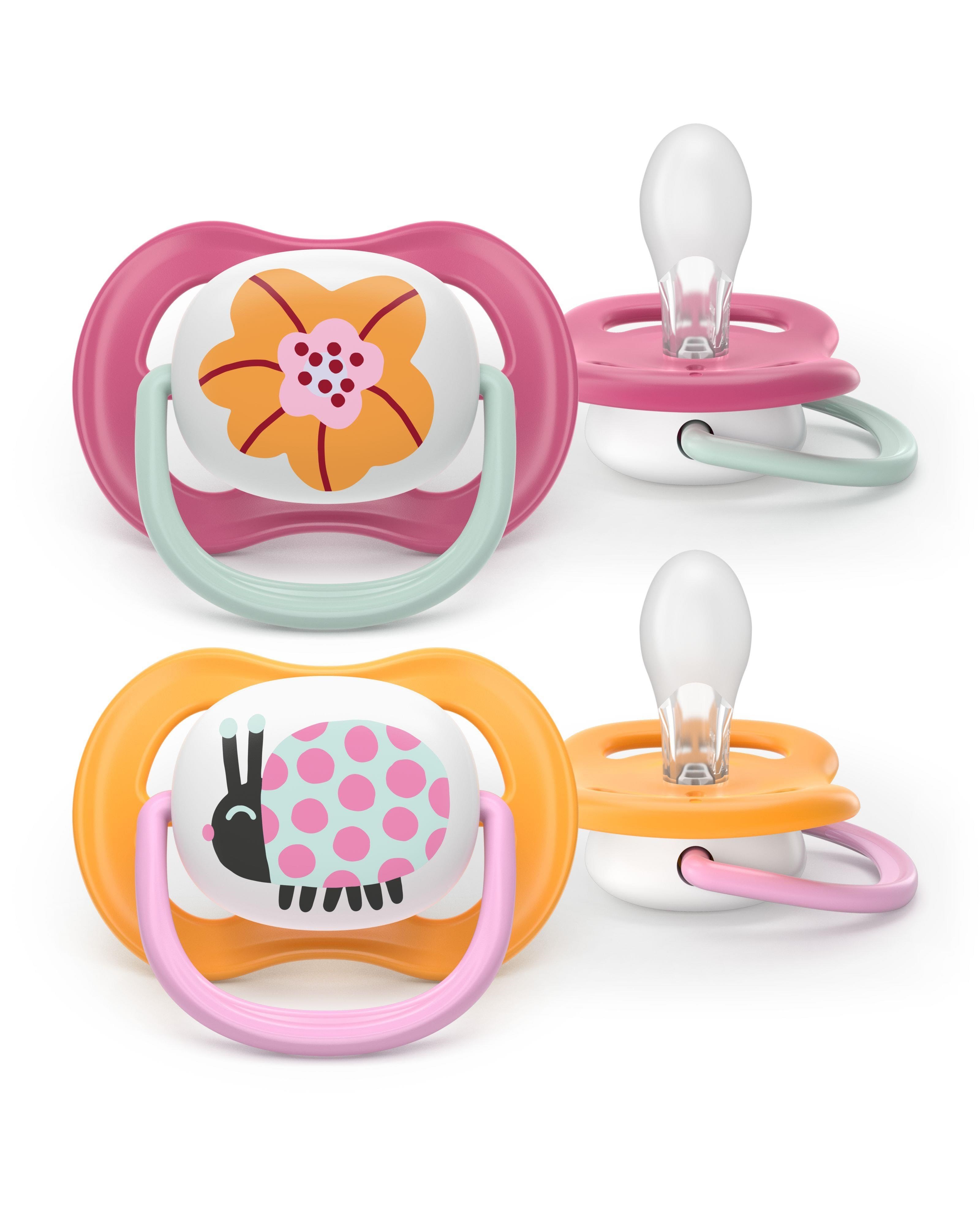 Philips Avent Pacifier Ultra Air 2 Pack 6-18 Mdr. Pink/orange - Babypflege Scf080/27