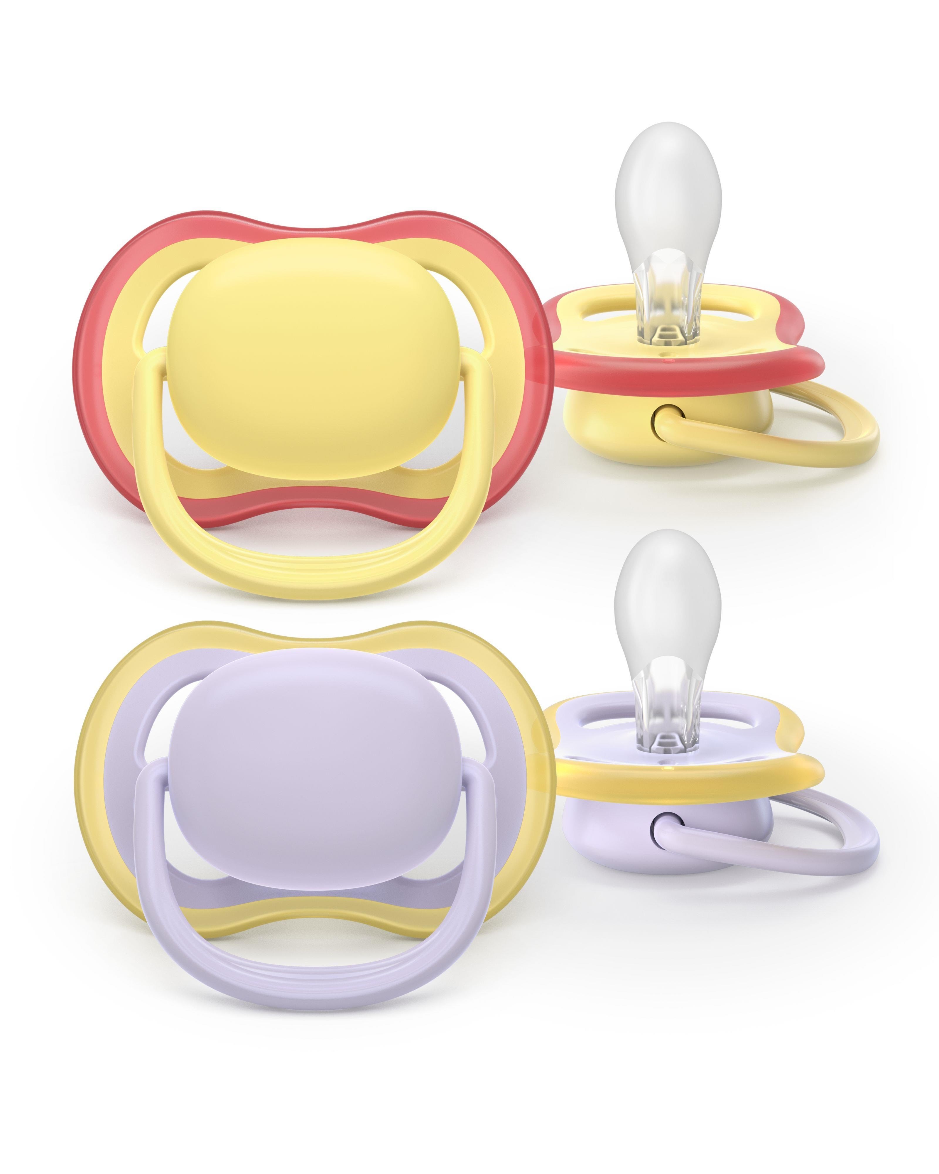 Philips Avent Pacifier Ultra Air 2 Pack 0-6 Mdr. Gul/pink - Babypflege