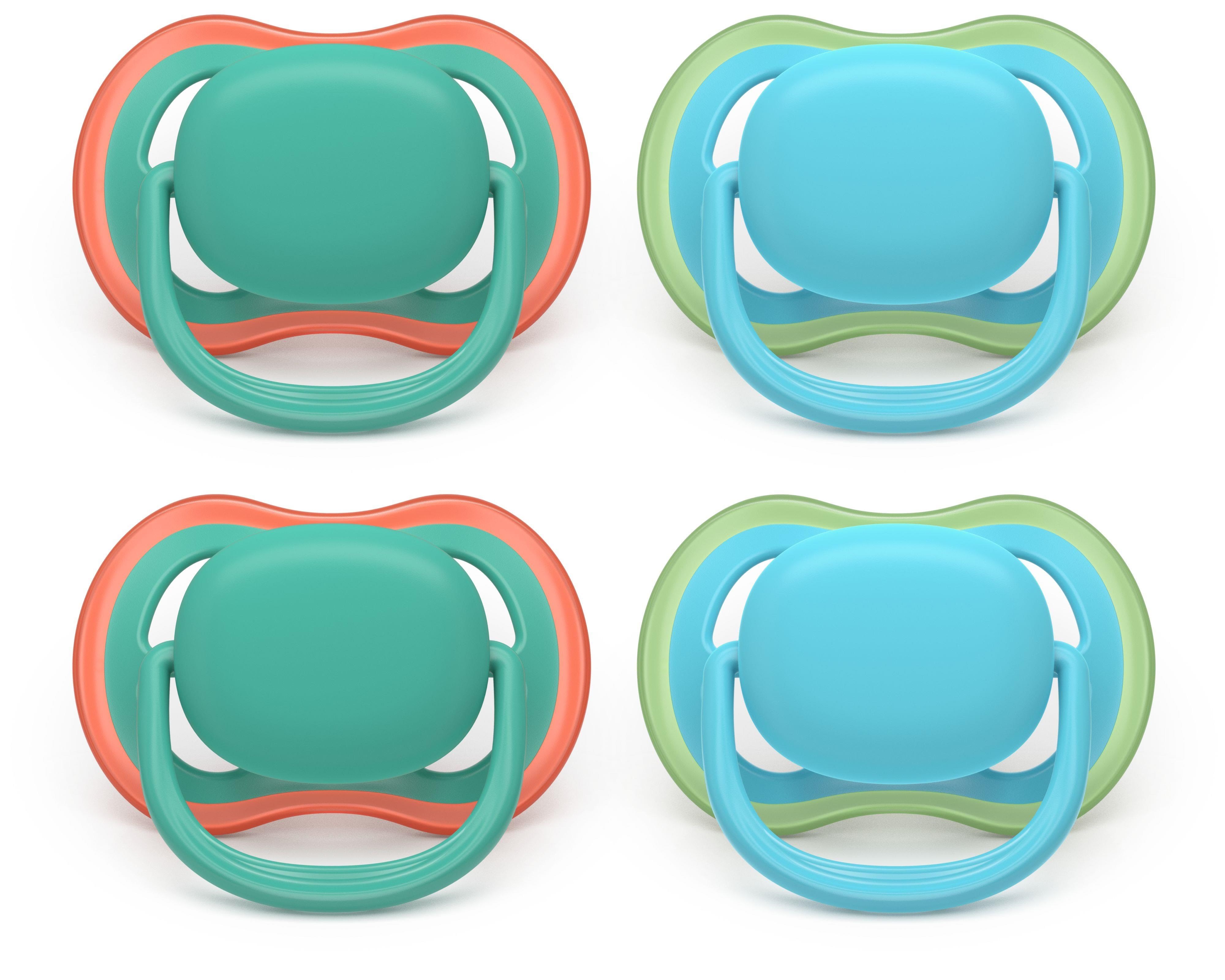 Philips Avent Pacifier Ultra Air 4 Pack 6-18 Mdr. Grøn/blå - Babypflege
