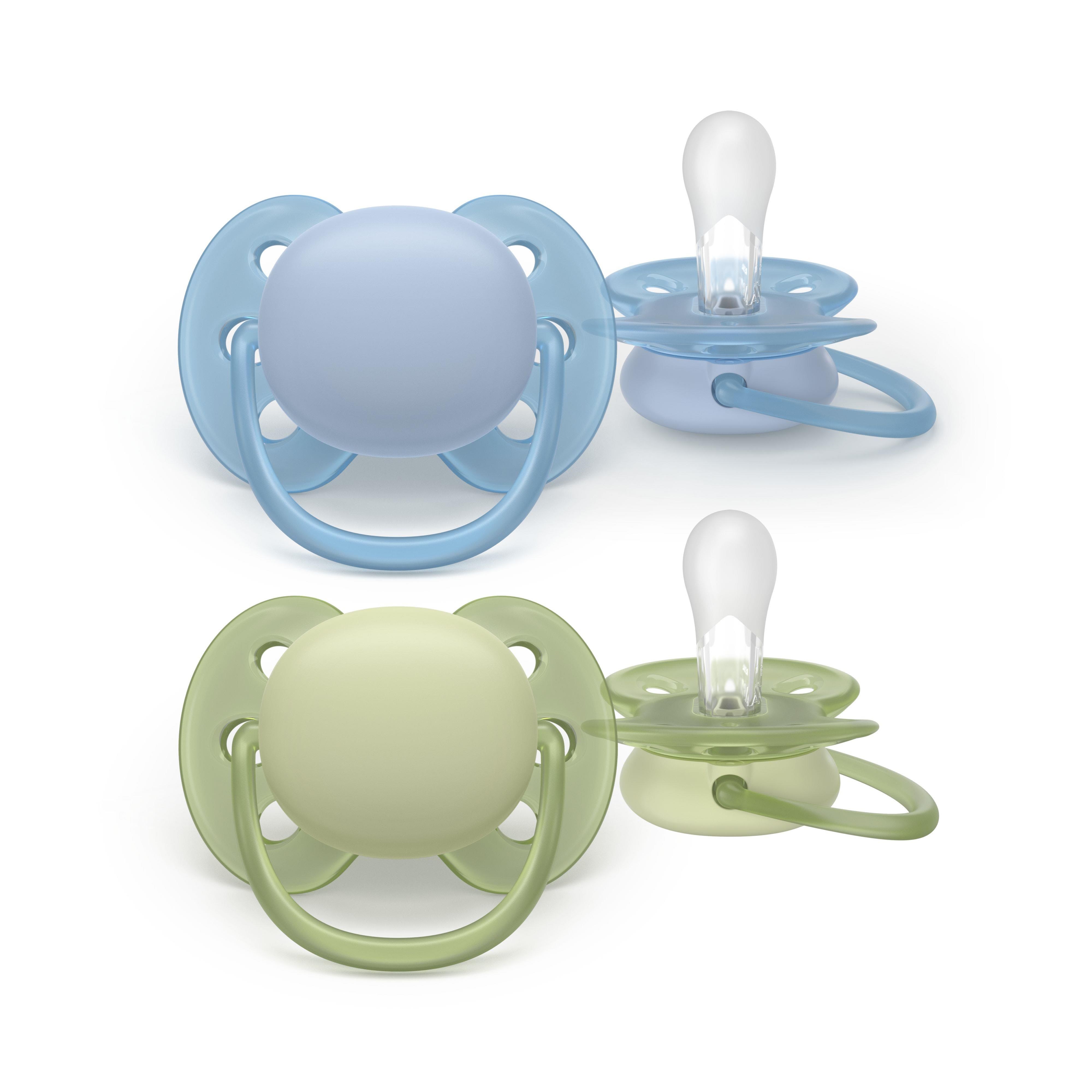 Philips Avent Pacifier Ultra Soft 2 Pack 0-6 Mdr. Blå/grøn - Babypflege