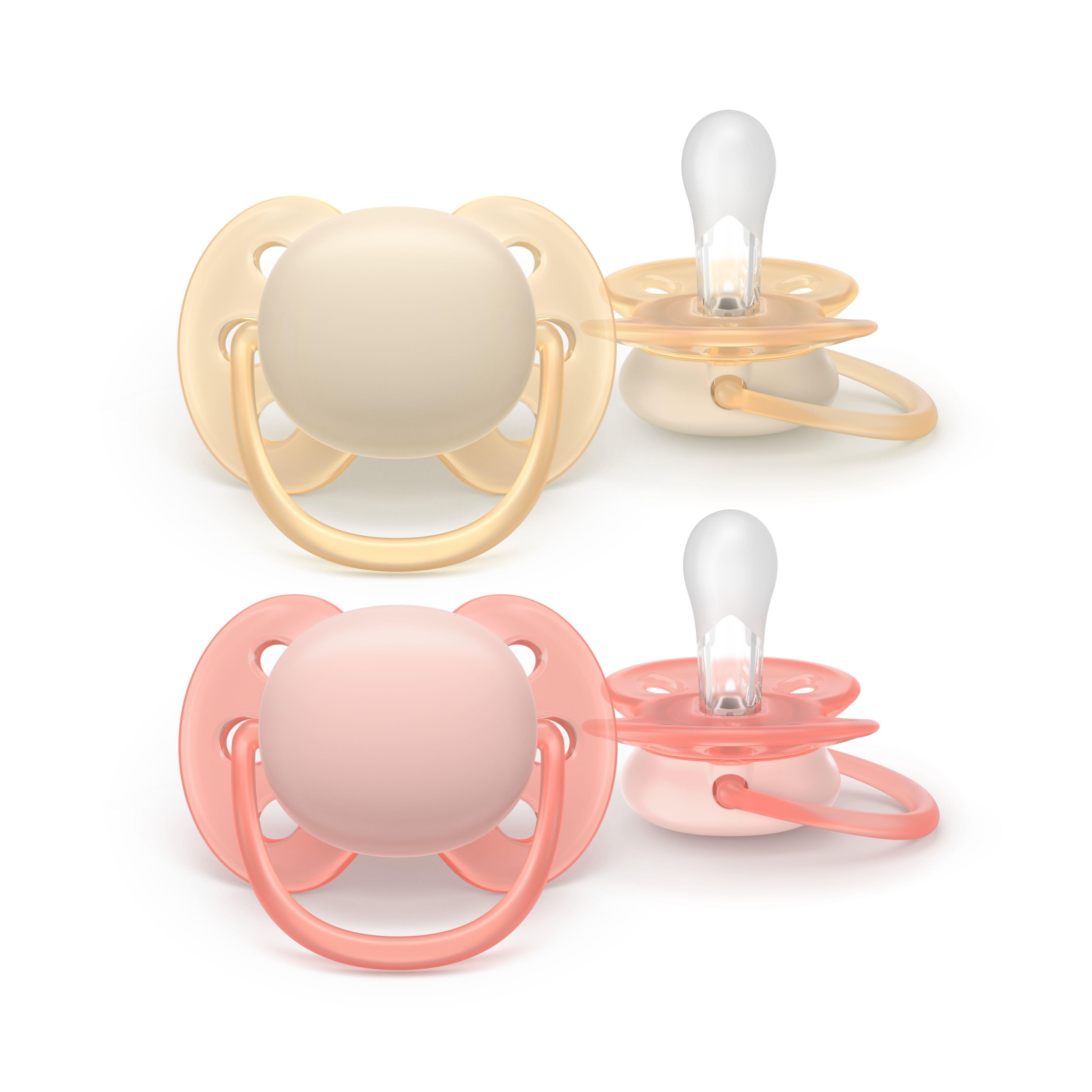Philips Avent Pacifier Ultra Soft 2 Pack 0-6 Mdr. Gul/rød - Babypflege Scf091/38
