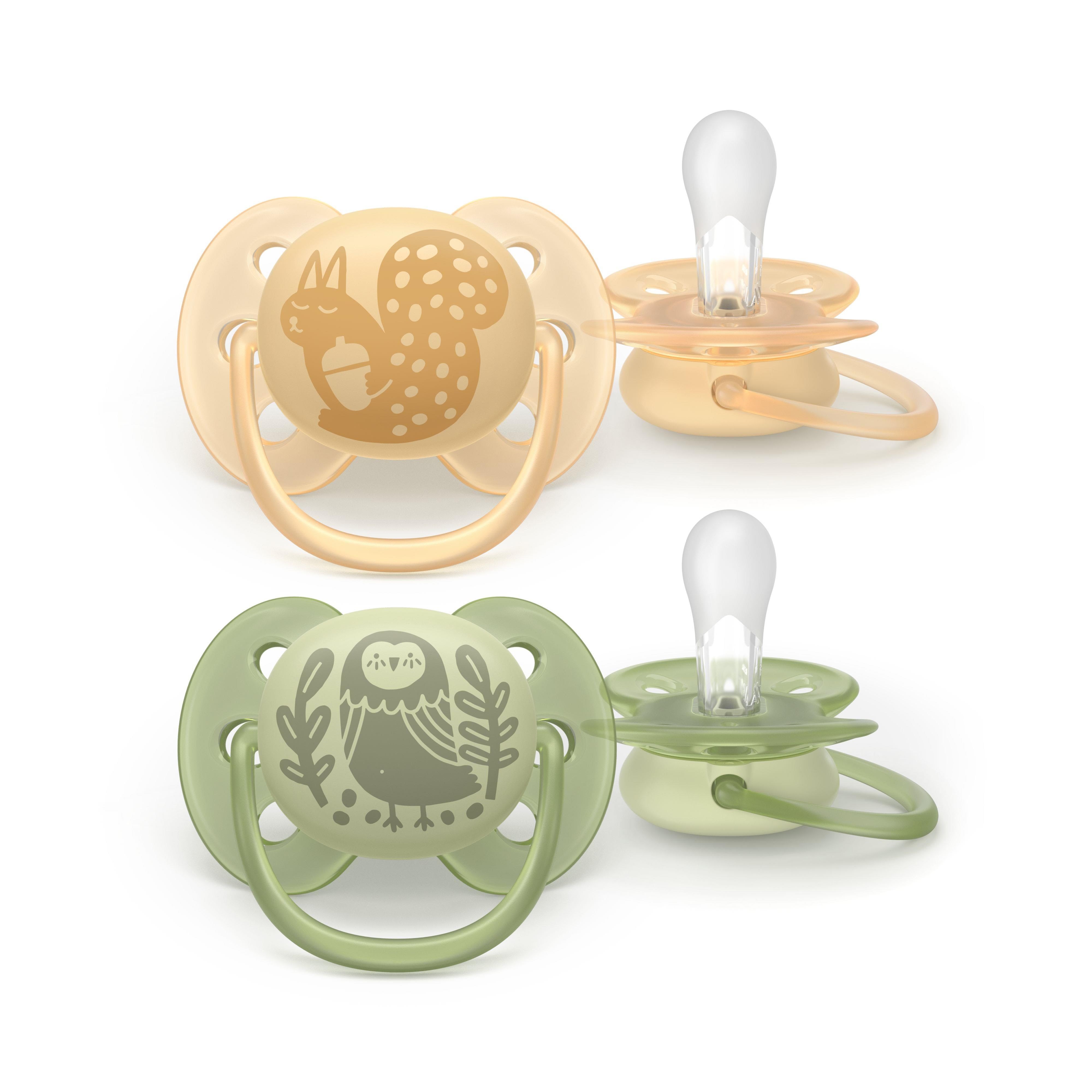 Philips Avent Pacifier Ultra Soft 2 Pack 6-18 Mdr. Gul/grøn - Babypflege Scf091/46