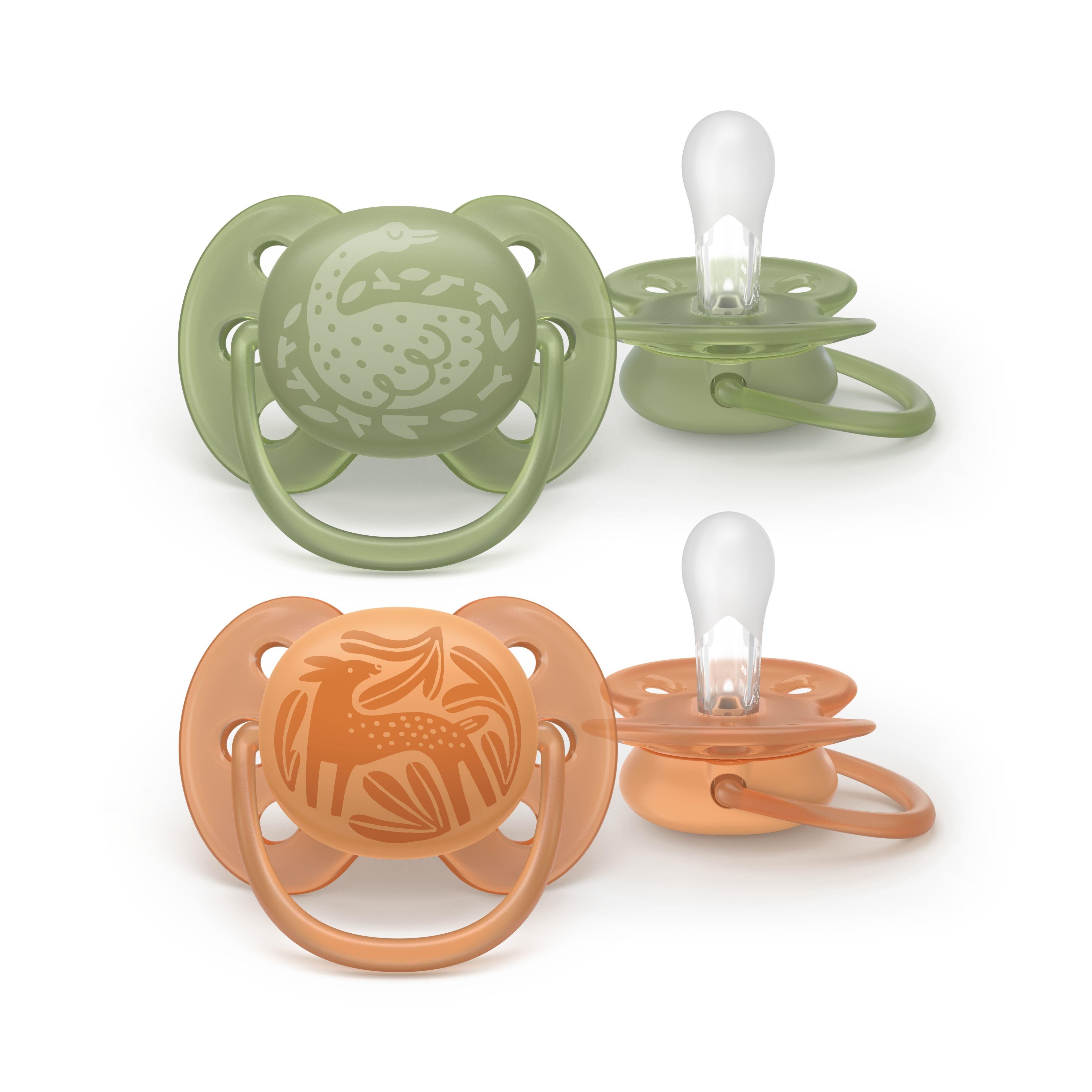 Philips Avent Pacifier Ultra Soft 2 Pack 18+ Mdr. Grøn/orange - Babypflege