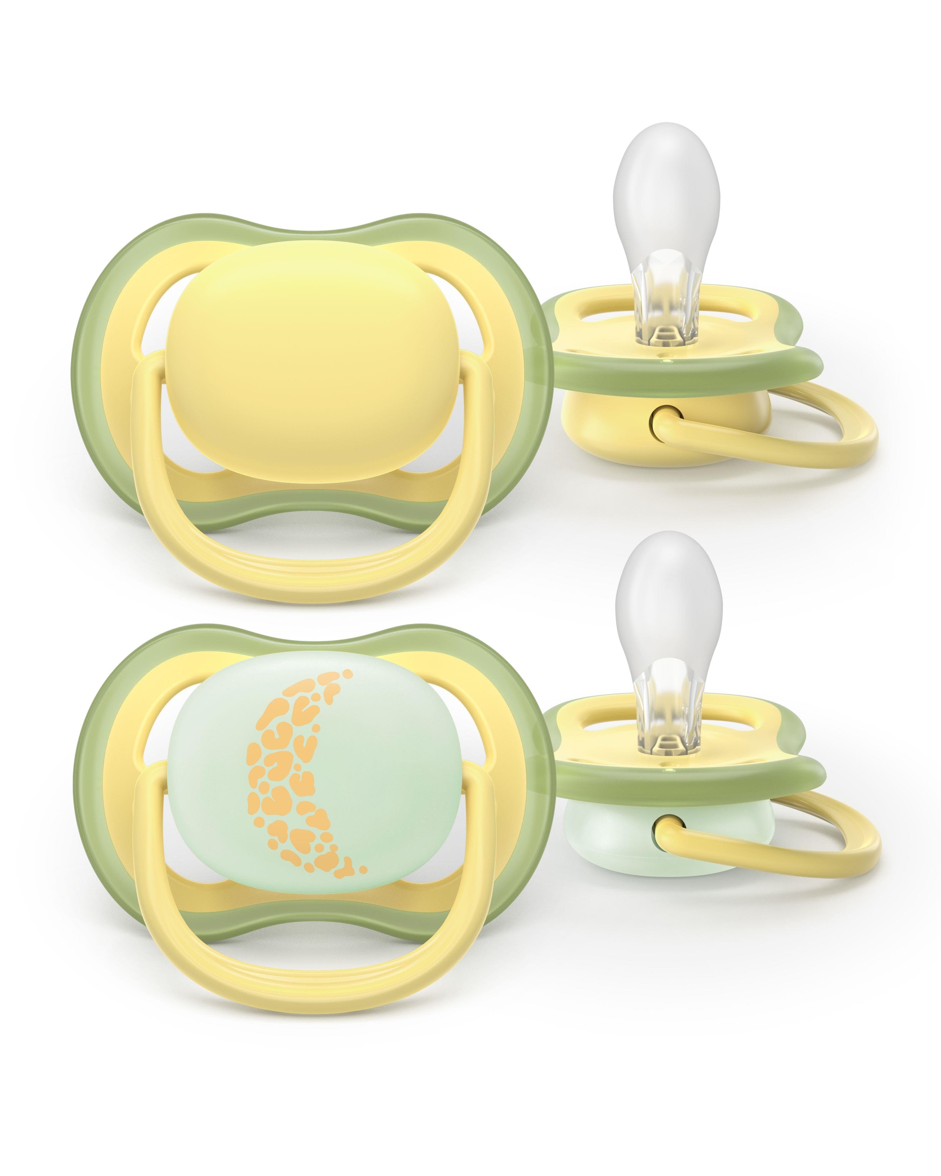 Philips Avent Pacifier Ultra Air Nighttime 2 Pack 18+ Mdr. Gul/gul - Babypflege Scf349/53