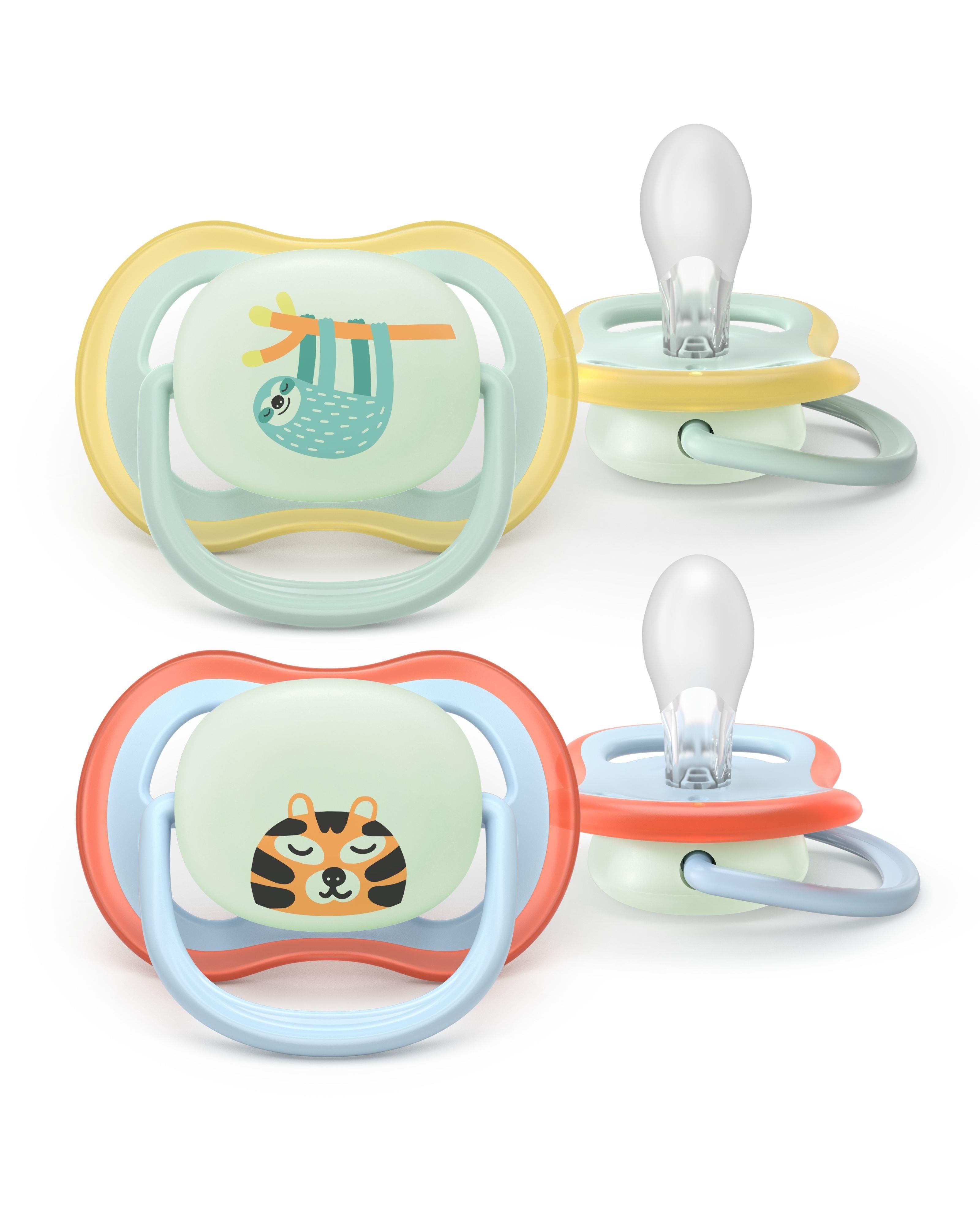 Philips Avent Pacifier Ultra Air Nighttime 2 Pack 0-6 Mdr. Grøn/blå - Babypflege Scf376/24