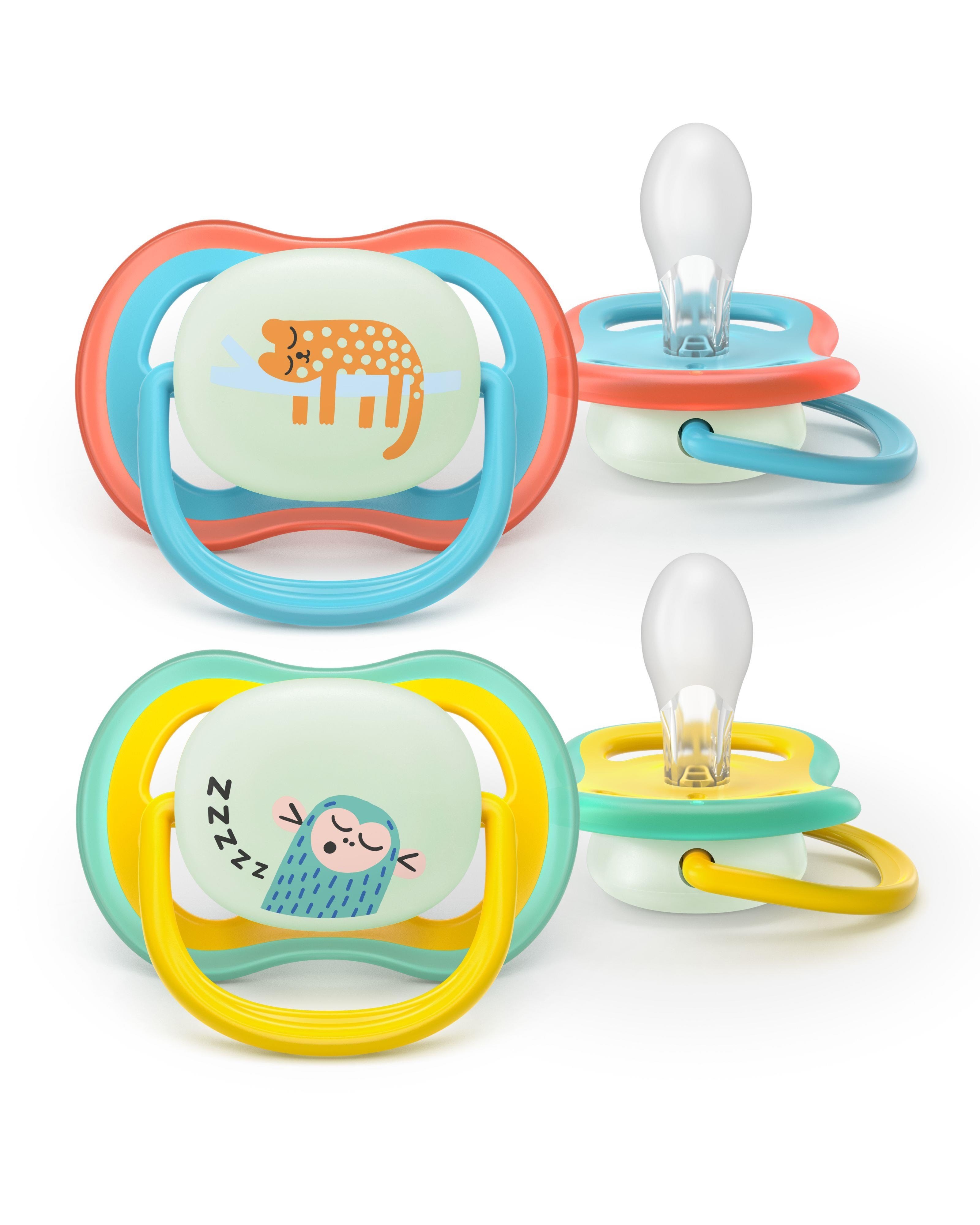 Philips Avent Pacifier Ultra Air Nighttime 2 Pack 18+ Mdr. Blå/gul - Babypflege Scf376/32