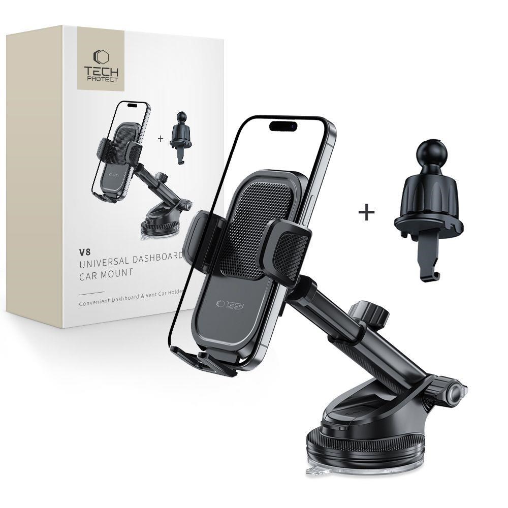 Tech-protect V8 Car Mount For Dashboard Window or Air Vent Grille - Black - Handys Anderes Zubehoer 5906302360932