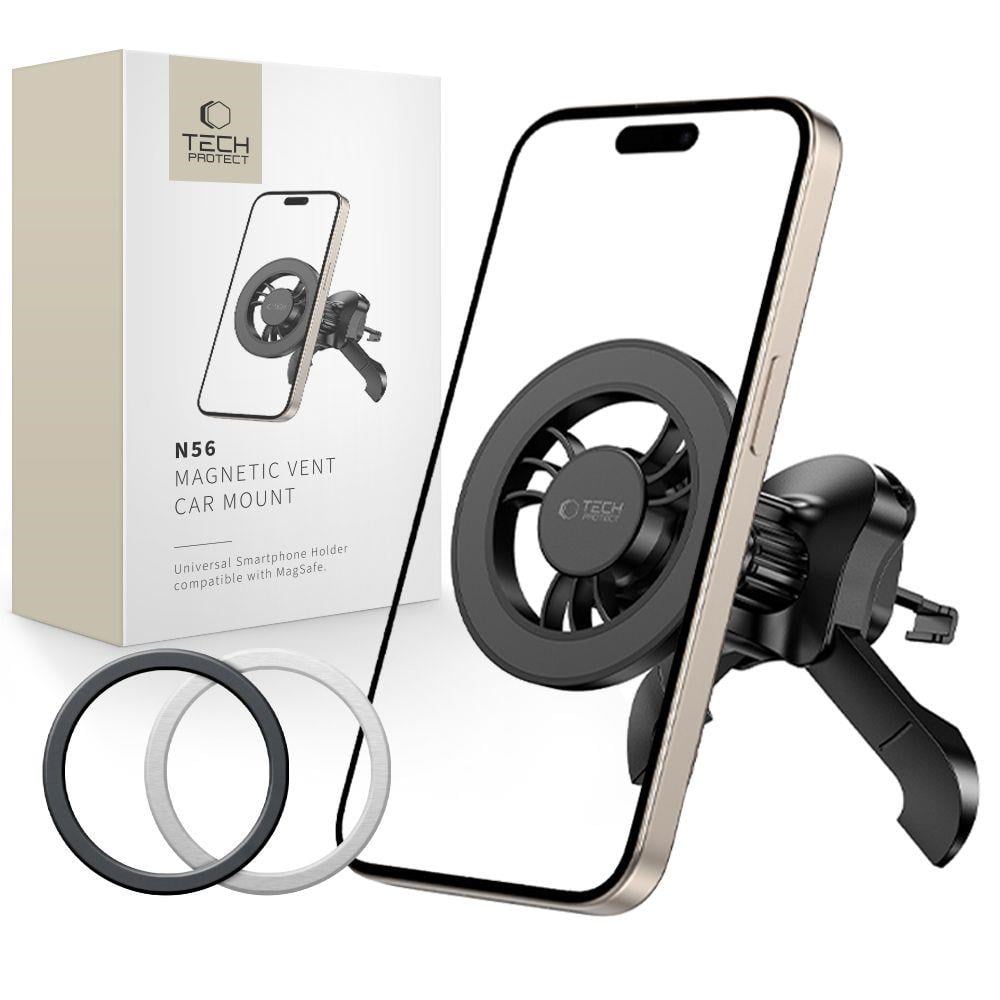 Tech-protect N56 Magnetic Magsafe Car Mount For Air Vent Grille - Black - Handys Anderes Zubehoer