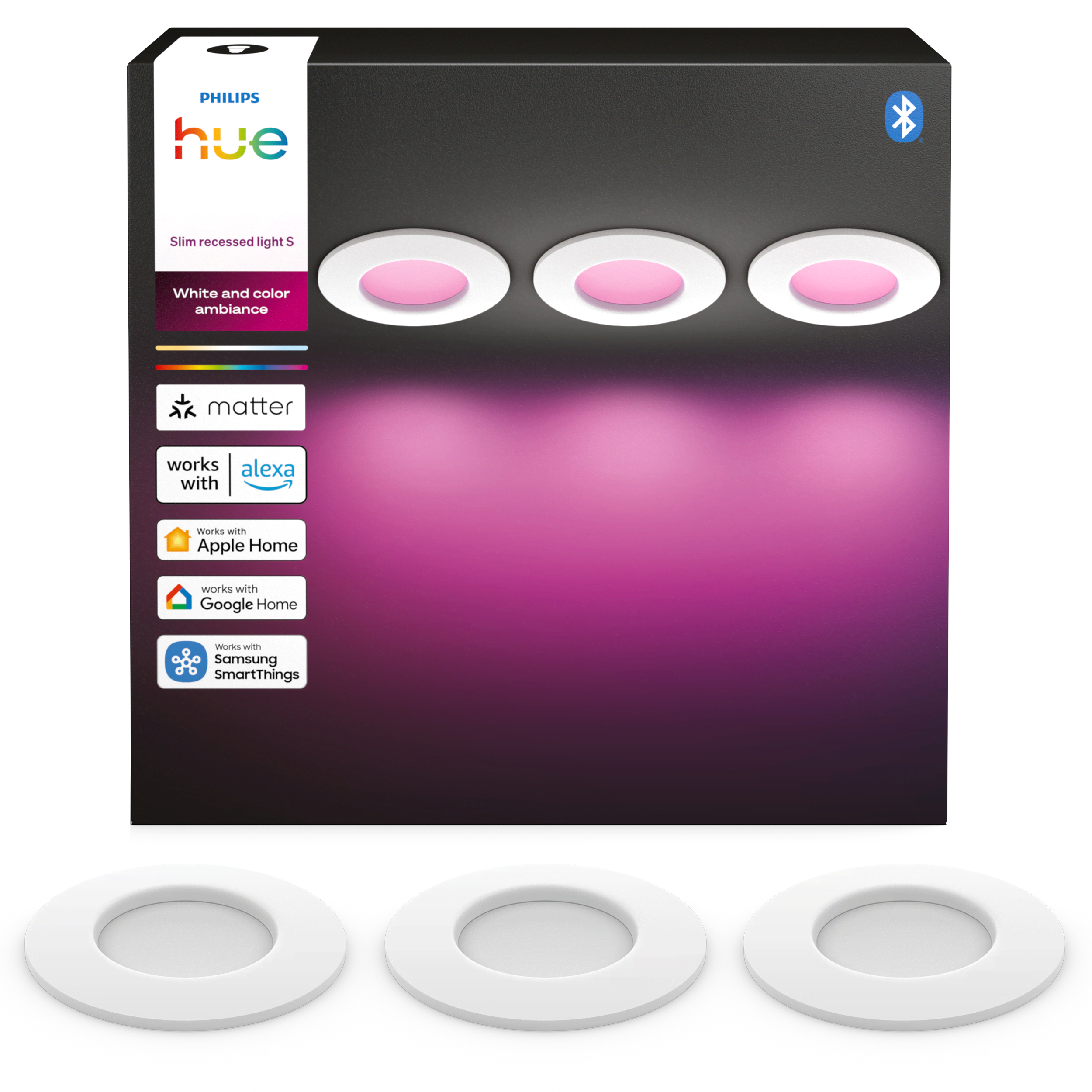 Philips Hue Slim Recessed Spotlight 90 mm White - 3-pack - Smart Home 929004291002