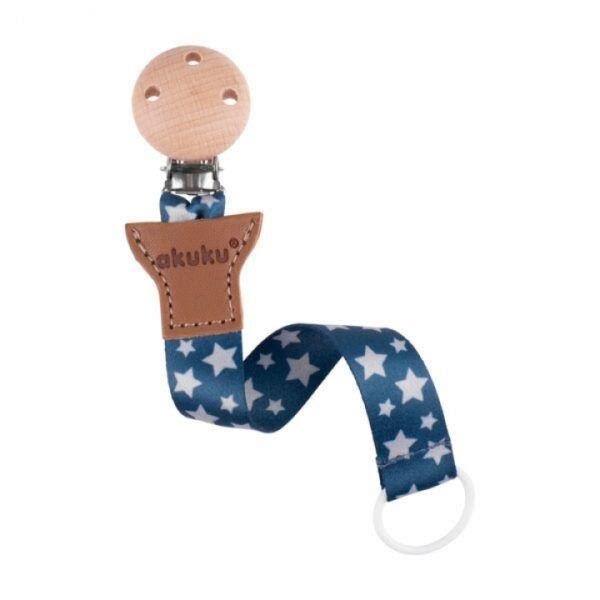 Akuku The Soother Band With Clip Silver Stars - Babypflege