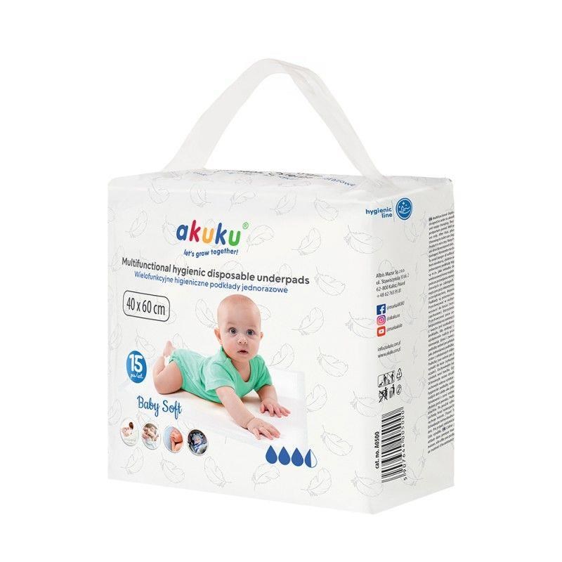 Akuku Disposable Hygienic Underpad 40 x 60 cm (15 Pcs) - Babypflege