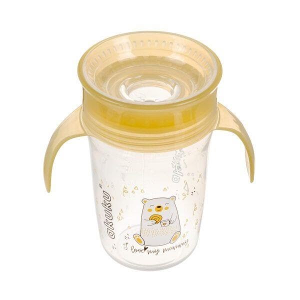 Akuku Non-spill Cup 360° 240 ml With Dual Handle Yellow - Babypflege