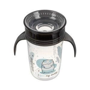 Akuku Non-spill Cup 360° 240 ml With Dual Handle Black - Babypflege A0671