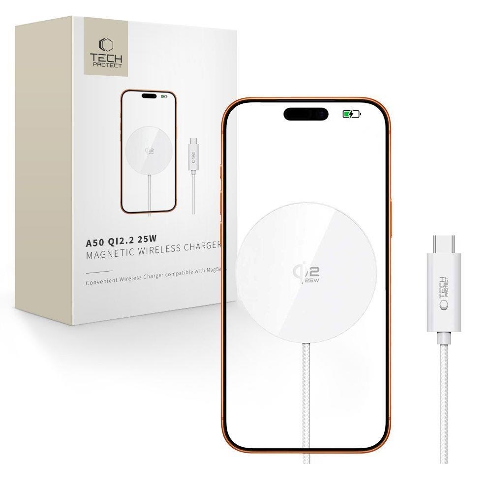 Tech-protect A50 Magsafe 25w Qi2.2 Wireless Charger - White - Handys Adapter Und Ladegeraete