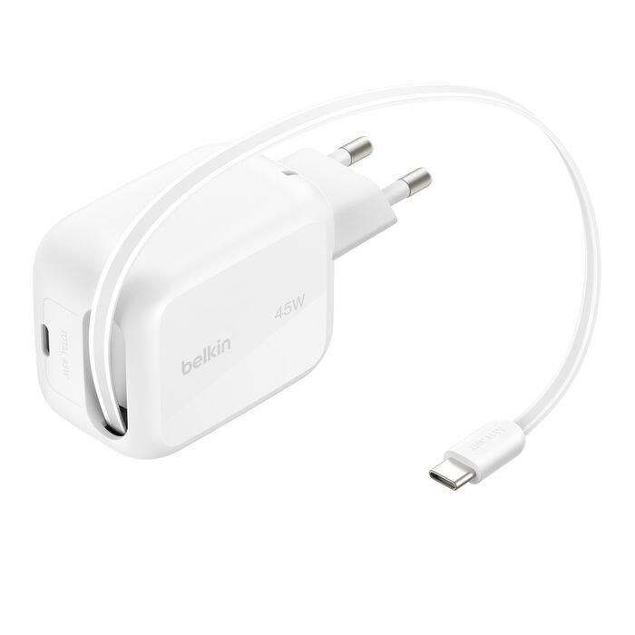 Belkin Boostcharge 45w Usb-c With Retractable Usb-c Wall Charger - Pps - Handys Adapter Und Ladegeraete Wch023kqwh