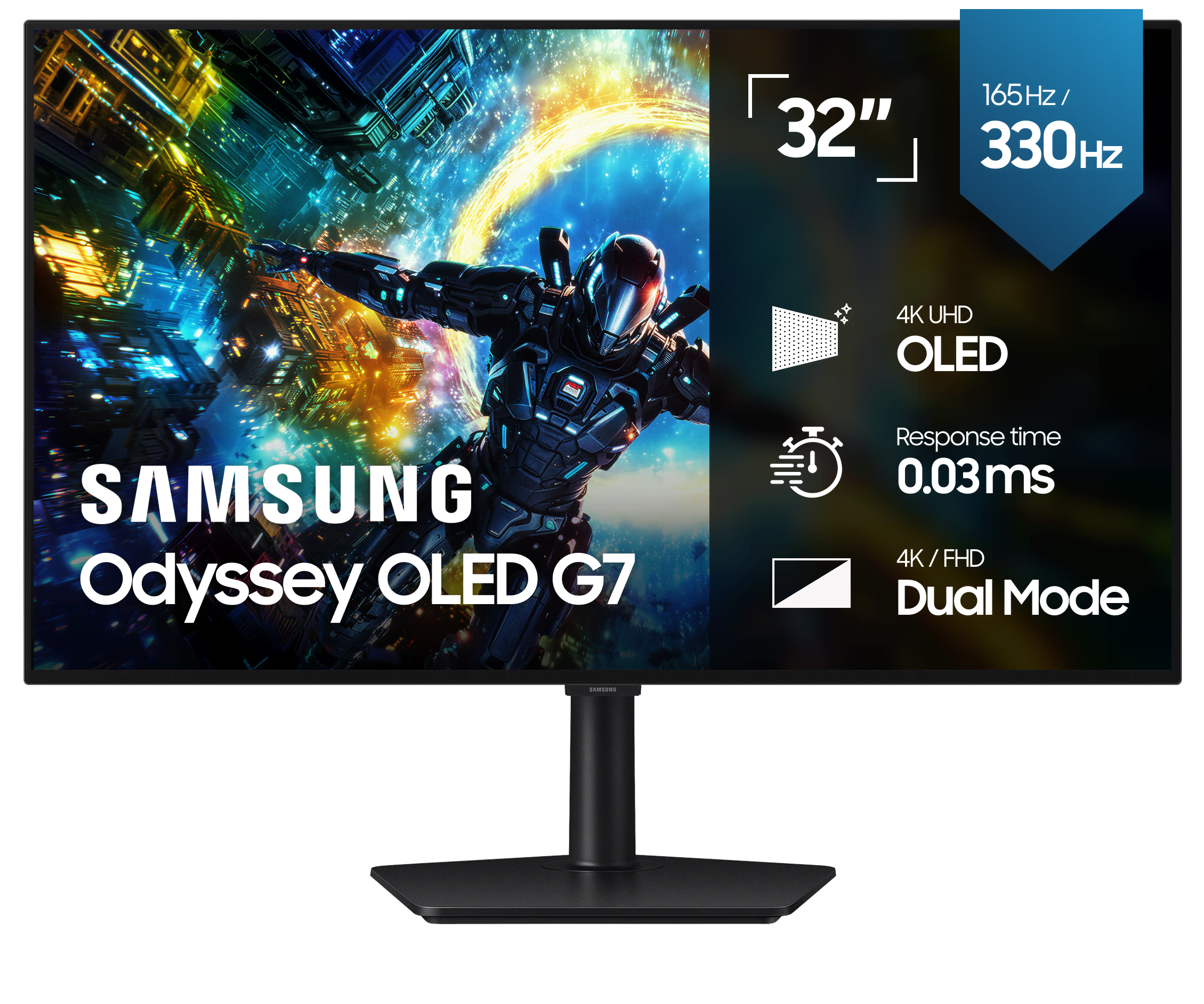 32" Samsung Odyssey Oled G7 G73sh 4K Uhd 165hz / Fhd 330hz - Bildschirm