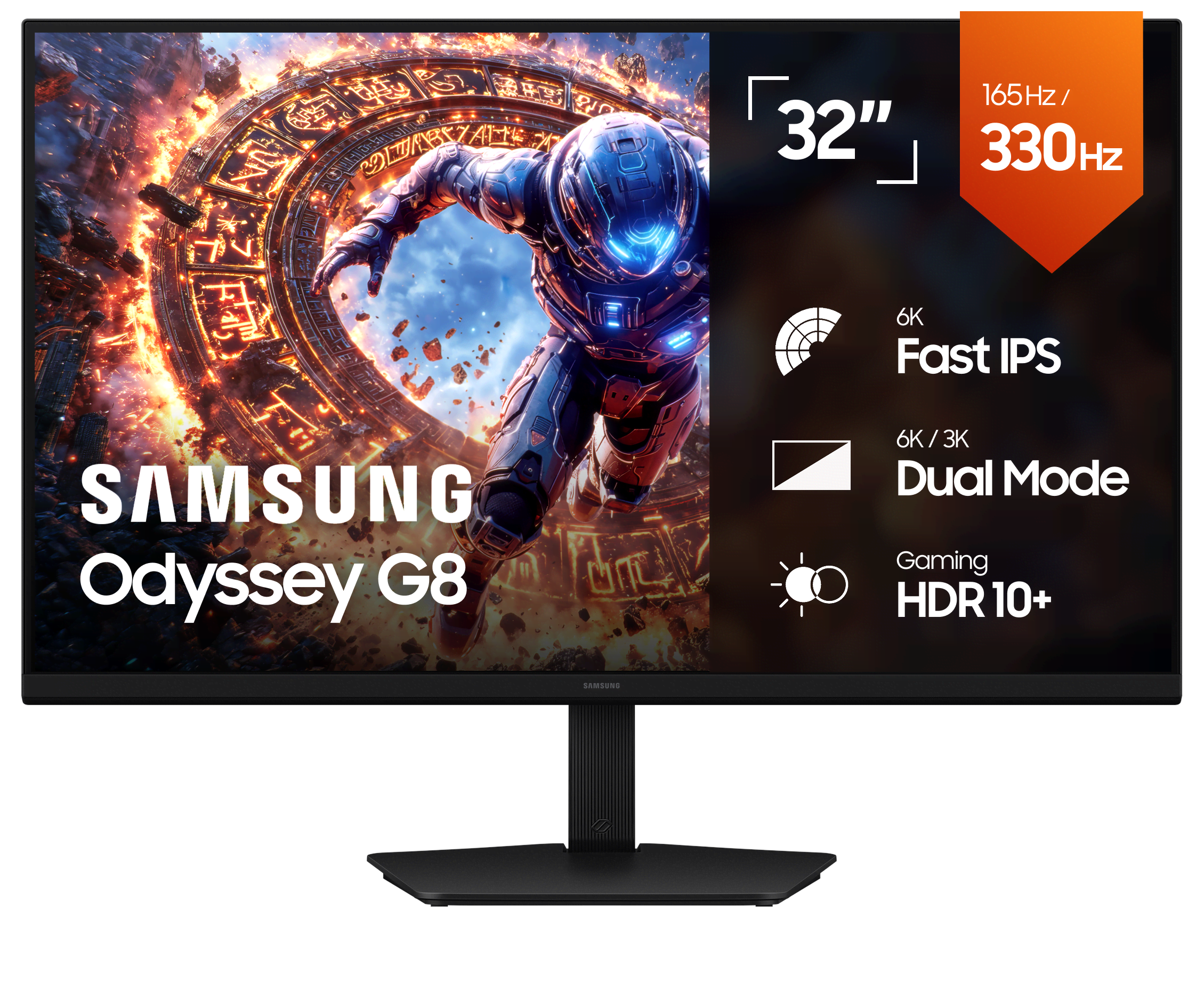 32" Samsung Odyssey G8 G80hs 6K 165hz / 3K 330hz - Bildschirm Black Ls32hg806esxen