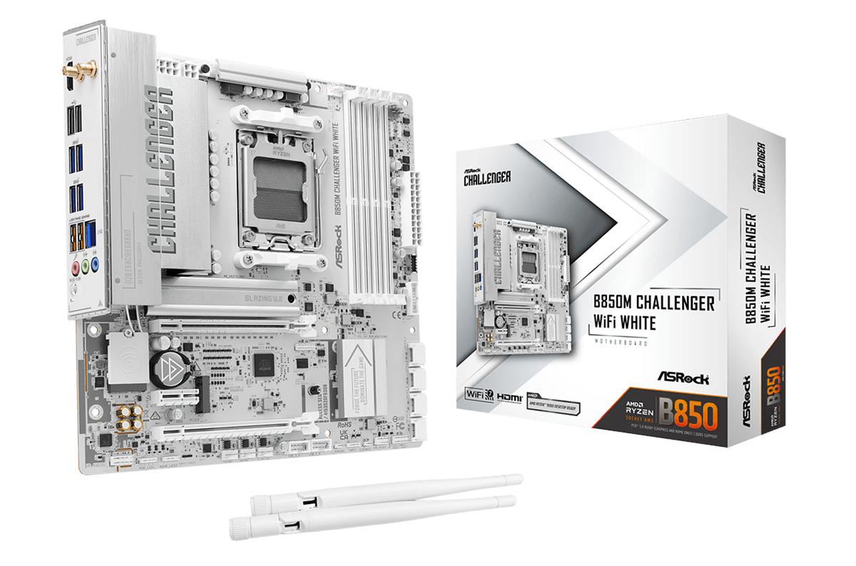 Asrock B850m Challenger Wifi White Mainboard - Amd B850 - Amd Am5 - Ddr5 Ram - Micro-atx 90-mxbu50-a0uayz