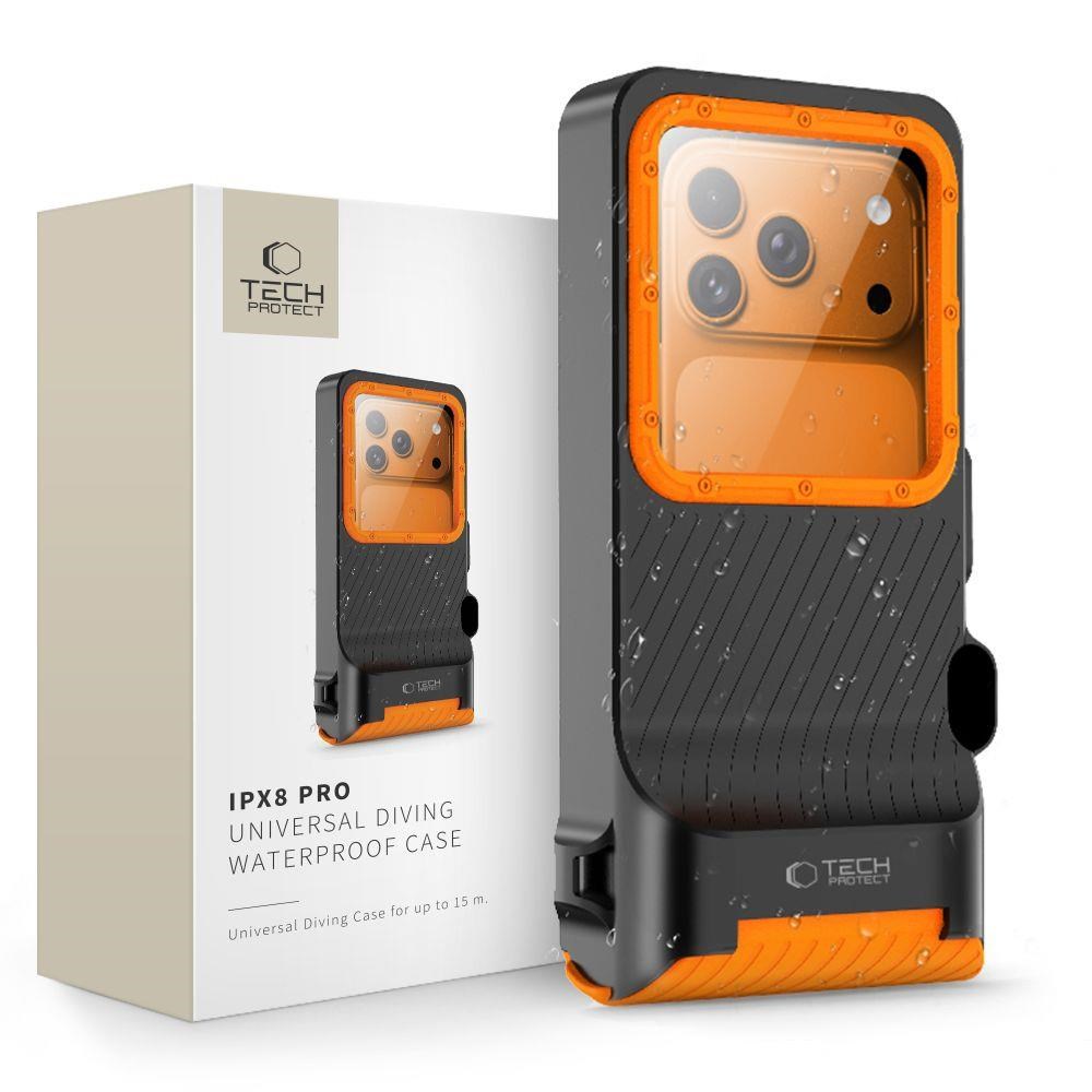 Tech-protect Ipx8 Pro Waterproof Phone Case - Orange And Black - Handys Cover Cases