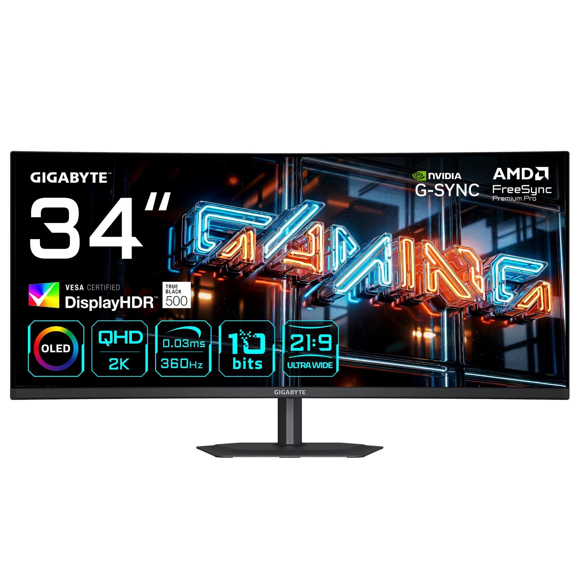 34" Gigabyte Mo34wqc36 - 3440 x 1440 (Wqhd) - 360hz - Qd-oled - Bildschirm