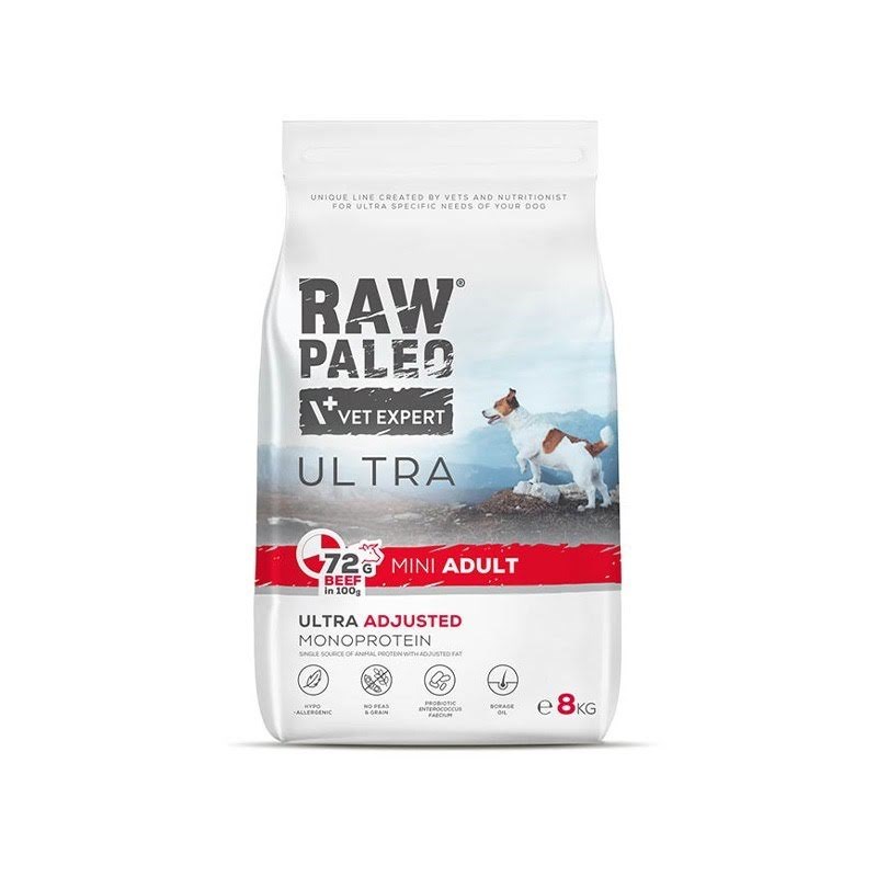 Vetexpert Raw Paleo Ultra Mini Adult Beef - Trockenfutter Für Hunde - 8kg