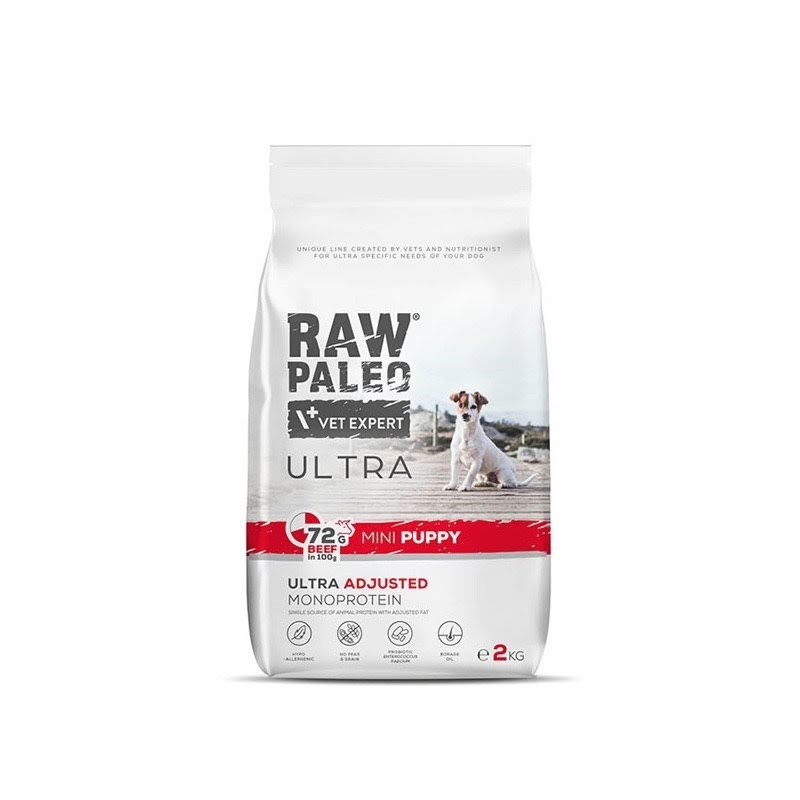 Vetexpert Raw Paleo Ultra Mini Puppy Beef - Trockenfutter Für Welpen Kleiner Rassen - 2kg - Hunde