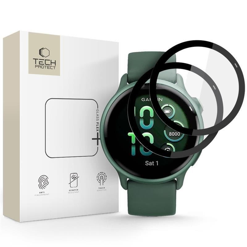 Tech-protect Glass Flex+ 2-pack Hybrid Glass For Garmin Vivoactive 6 - Black - Handys Schutzfolie 5906302363896