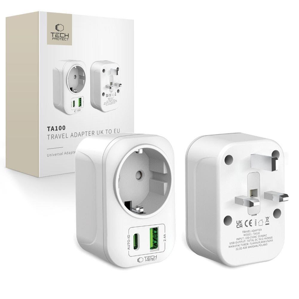 Tech-protect Ta100 UK Adapter - White - Handys Adapter Und Ladegeraete