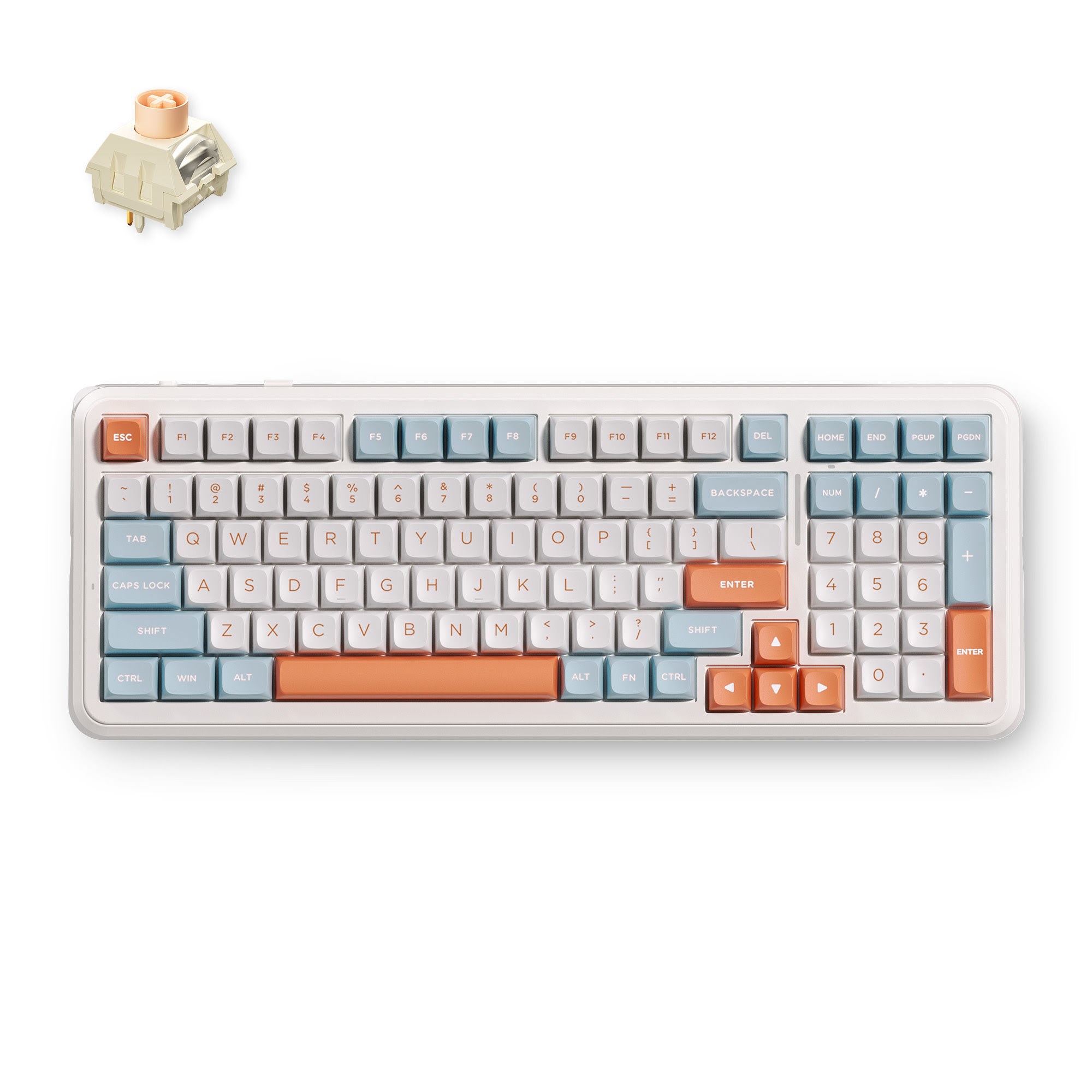 Mchose K99 V3 Wireless Mechanical (Horizon Orange) - Gaming Tastatur - 98% - Englisch (US) - Weiss - Tastaturen Hw-k99v3-1
