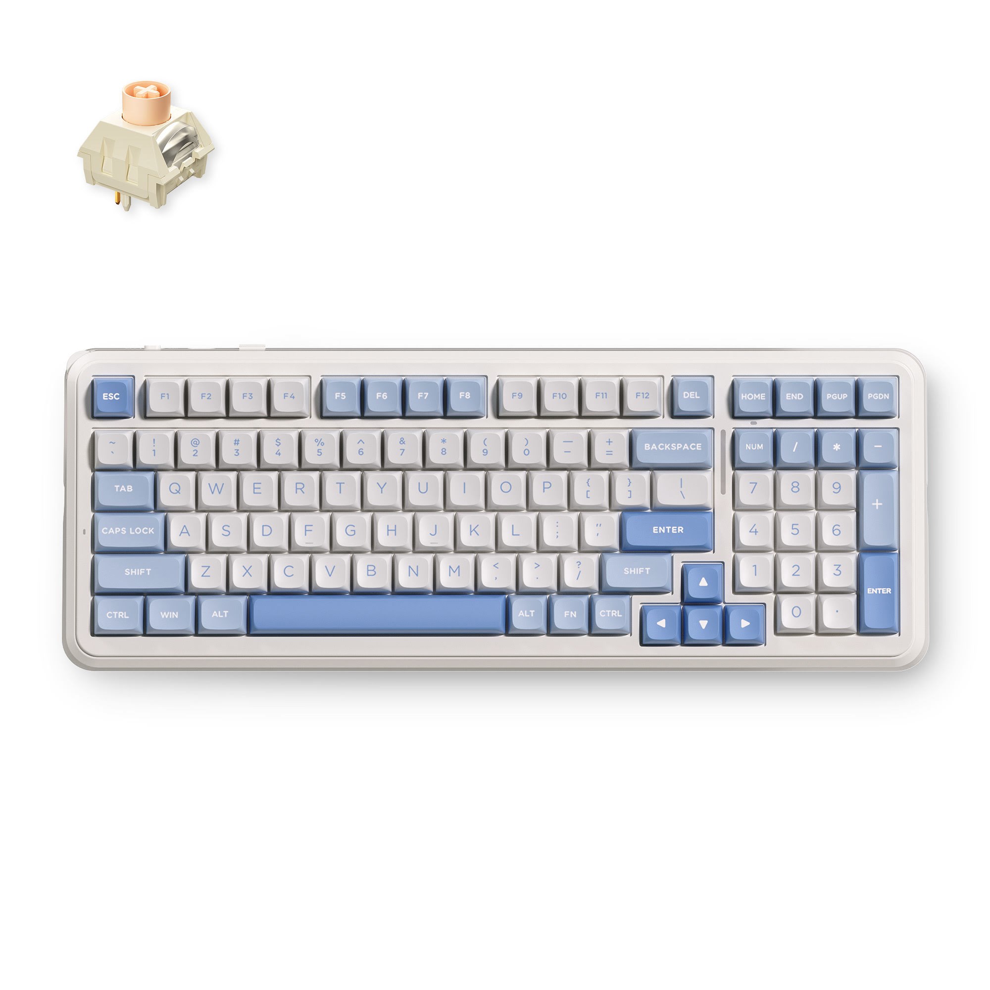 Mchose K99 V3 Wireless Mechanical (Sky Blue) - Gaming Tastatur - 98% - Englisch (US) - Weiss - Tastaturen