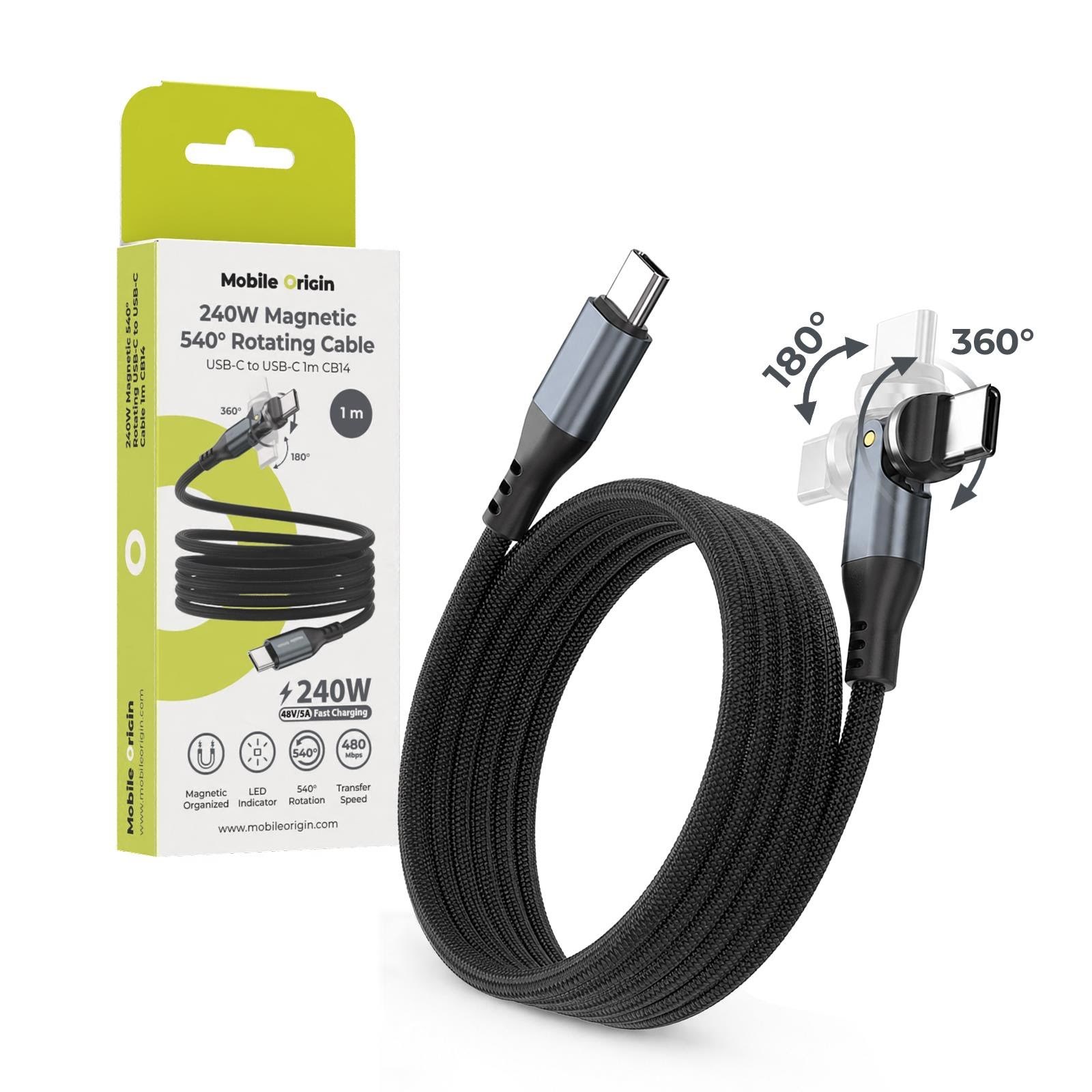 Mobile Origin Cb14 Magnetic 540° Rotating Usb-c to Usb-c Cable - 1m - Usb Kabel