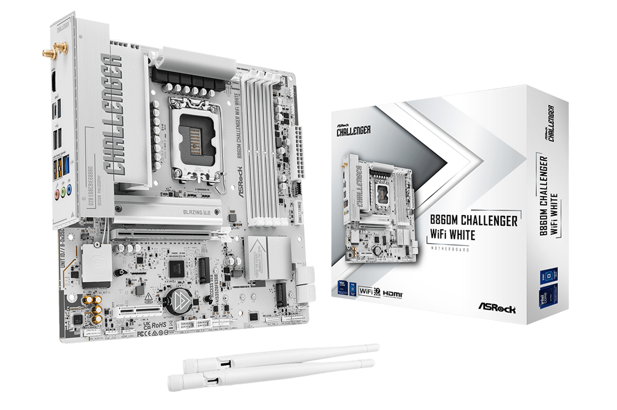 Asrock B860m Challenger Wifi White Mainboard - Intel B860 - Intel Lga1851 - Ddr5 Ram - Micro-atx