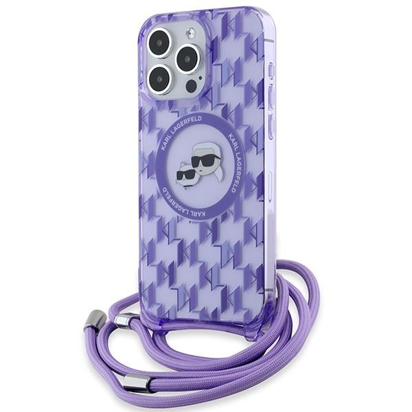 Karl Lagerfeld Iml Crossbody Monogram Karl & Choupette Head Magsafe Case For Iphone 15 Pro - Purple - Handys Cover Cases