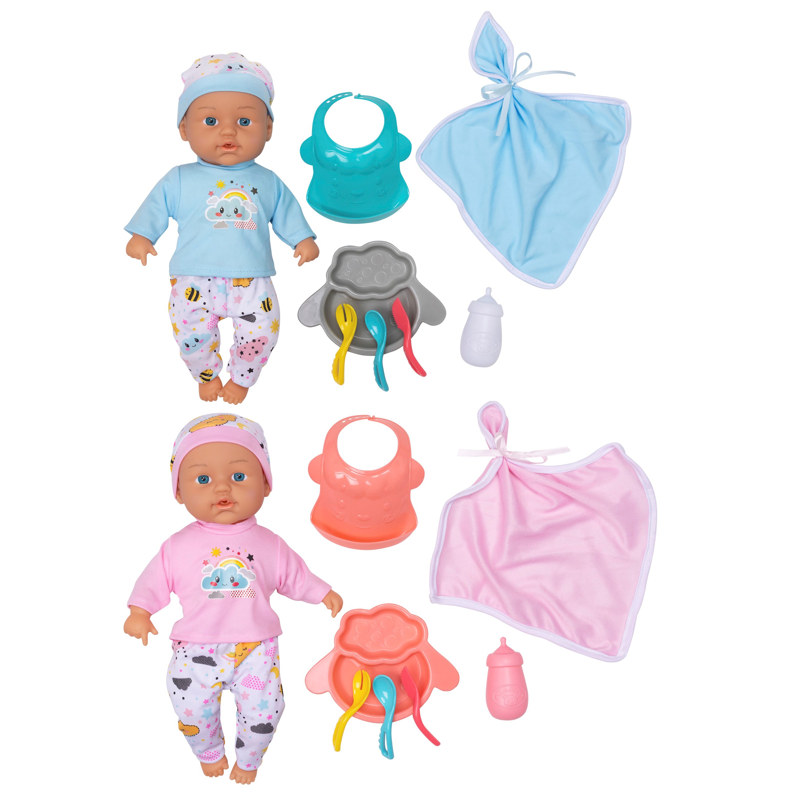 Micki Baby Dukker Max & Mia 33 cm M/16 Dele - Dolls Accessories 18333