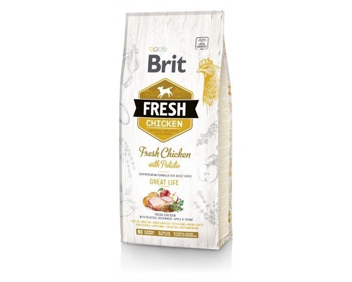 Brit Fresh 12kg Adult Apple Buckwheat Chicken Potato - Hunde 8595602530731