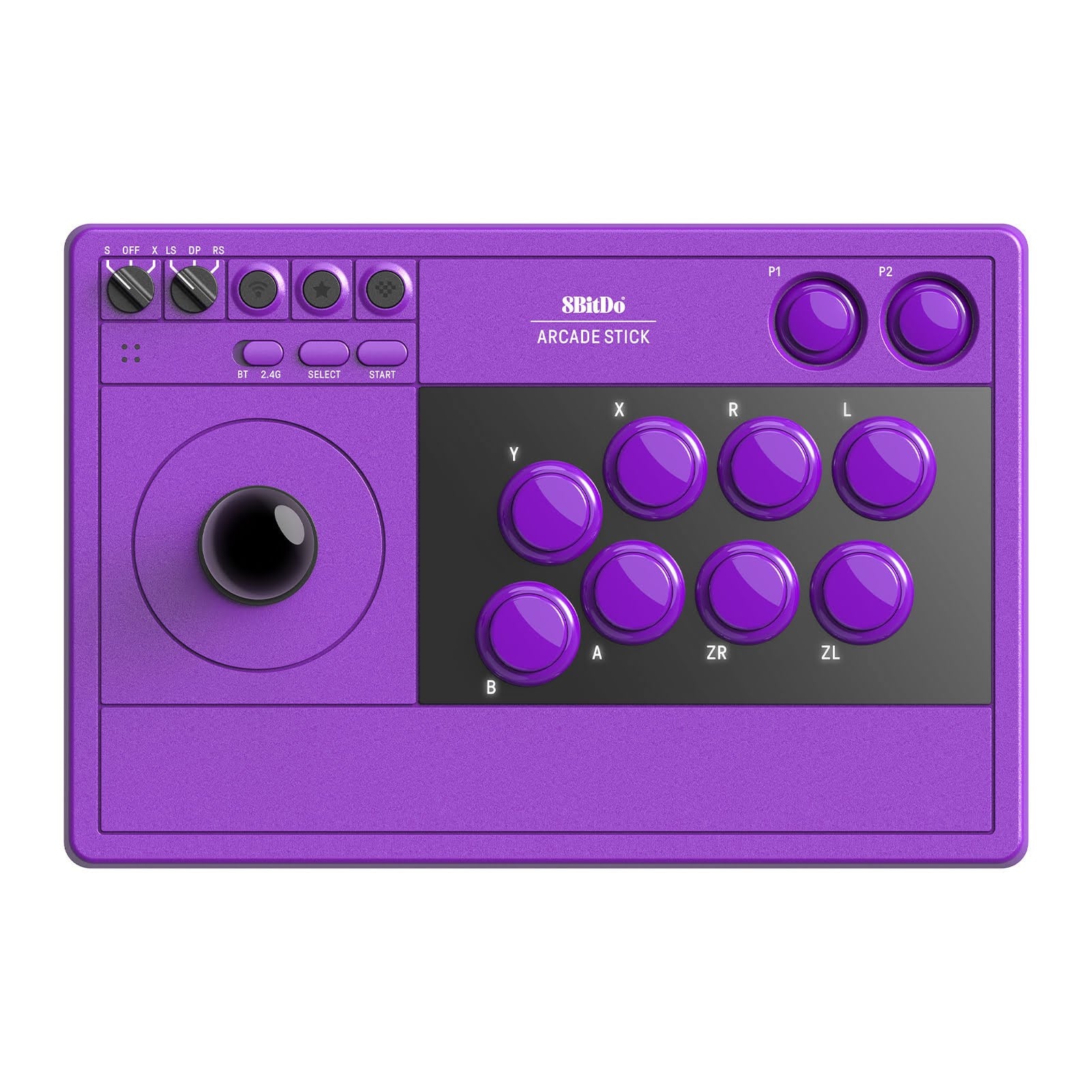 8bitdo Arcade Stick For Nintendo Switch 1 & 2 - PC - Purple - Wireless Arcade Stick - Nintendo Switch - Gaming Zubehoer